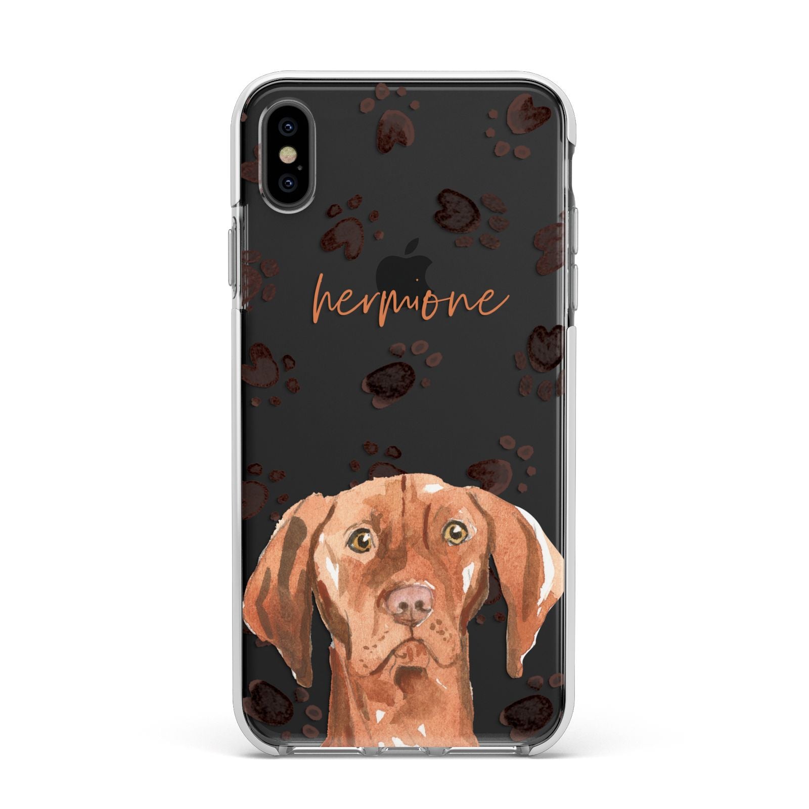 Personalised Hungarian Vizsla Apple iPhone Xs Max Impact Case White Edge on Black Phone