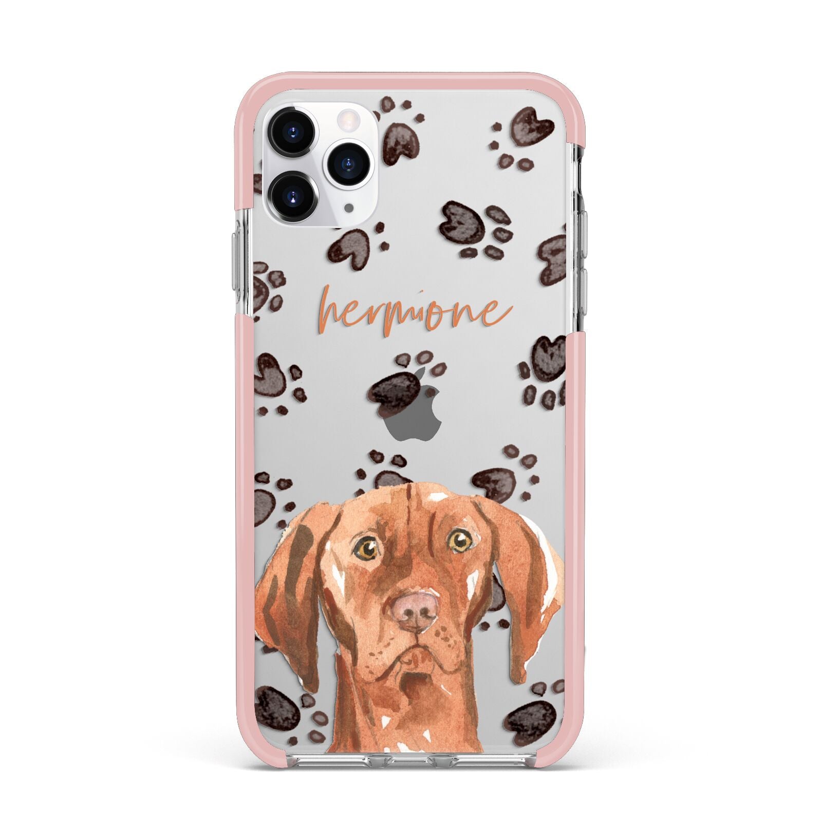 Personalised Hungarian Vizsla iPhone 11 Pro Max Impact Pink Edge Case