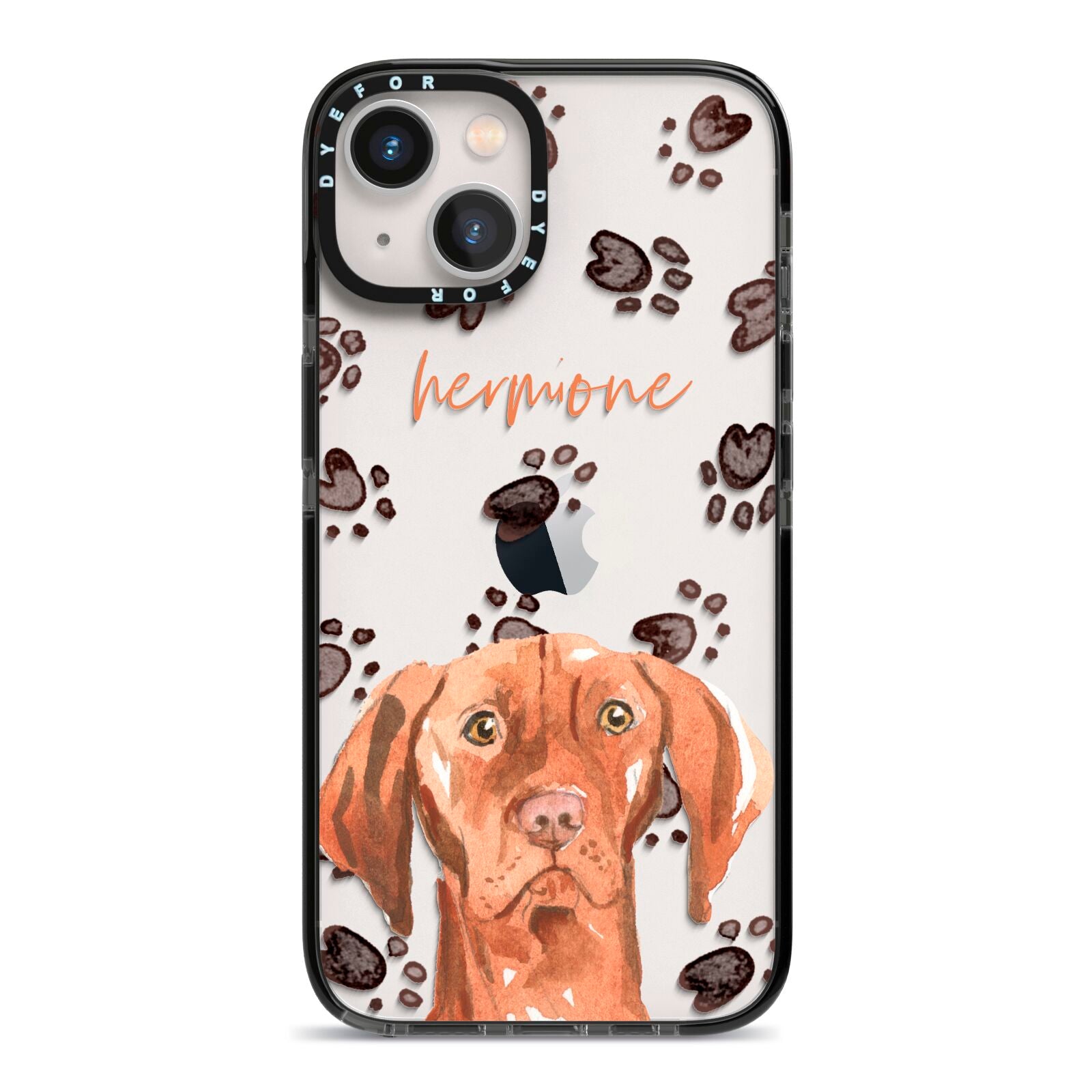 Personalised Hungarian Vizsla iPhone 13 Black Impact Case on Silver phone