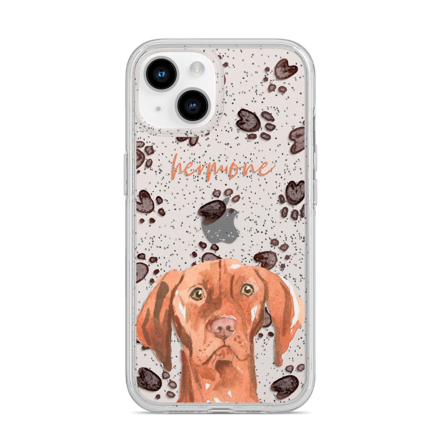 Personalised Hungarian Vizsla iPhone 14 Glitter Tough Case Starlight