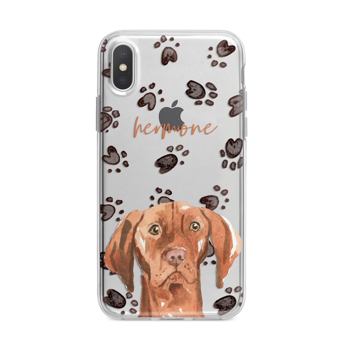 Personalised Hungarian Vizsla iPhone X Bumper Case on Silver iPhone Alternative Image 1