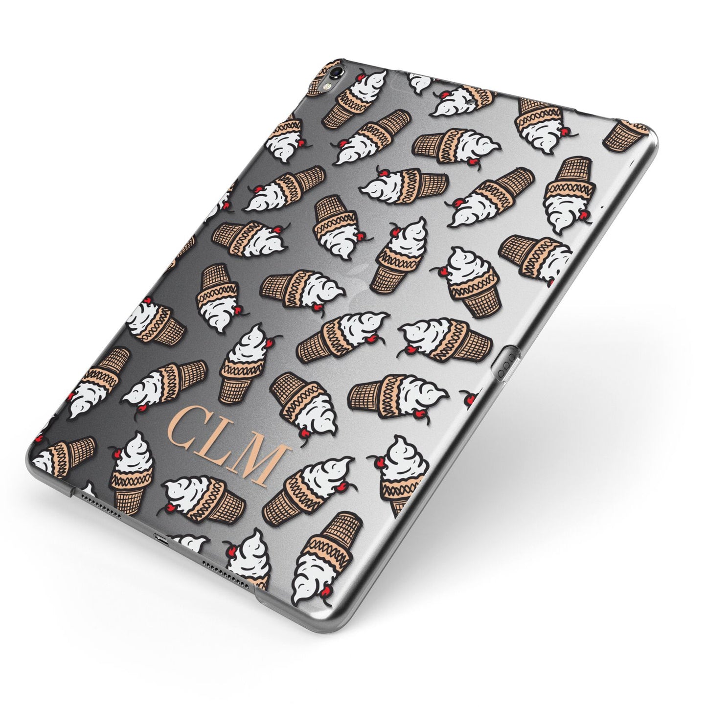 Personalised Ice Cream Initials Apple iPad Case on Grey iPad Side View