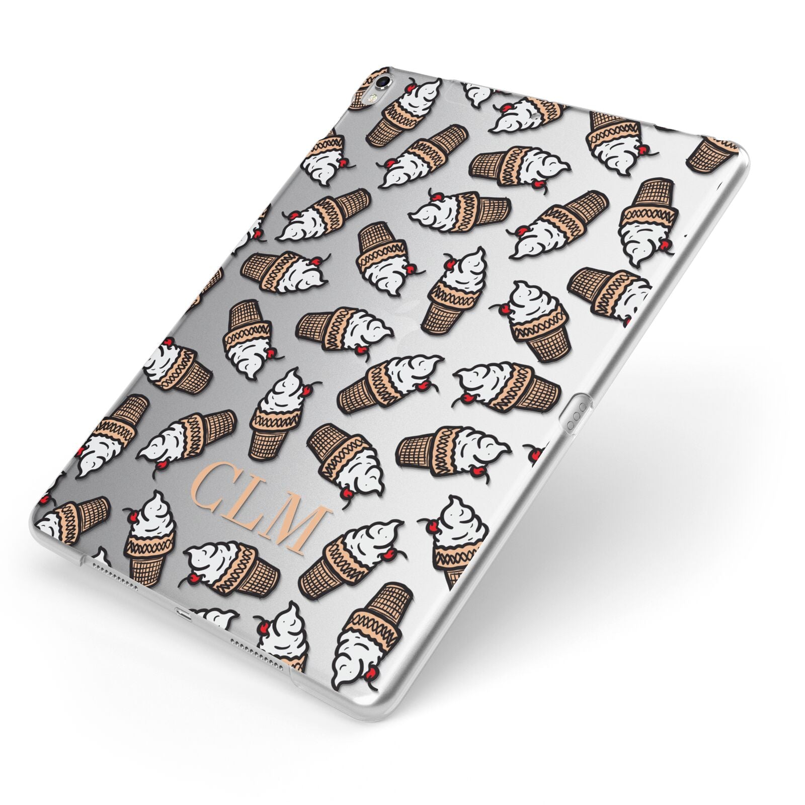 Personalised Ice Cream Initials Apple iPad Case on Silver iPad Side View