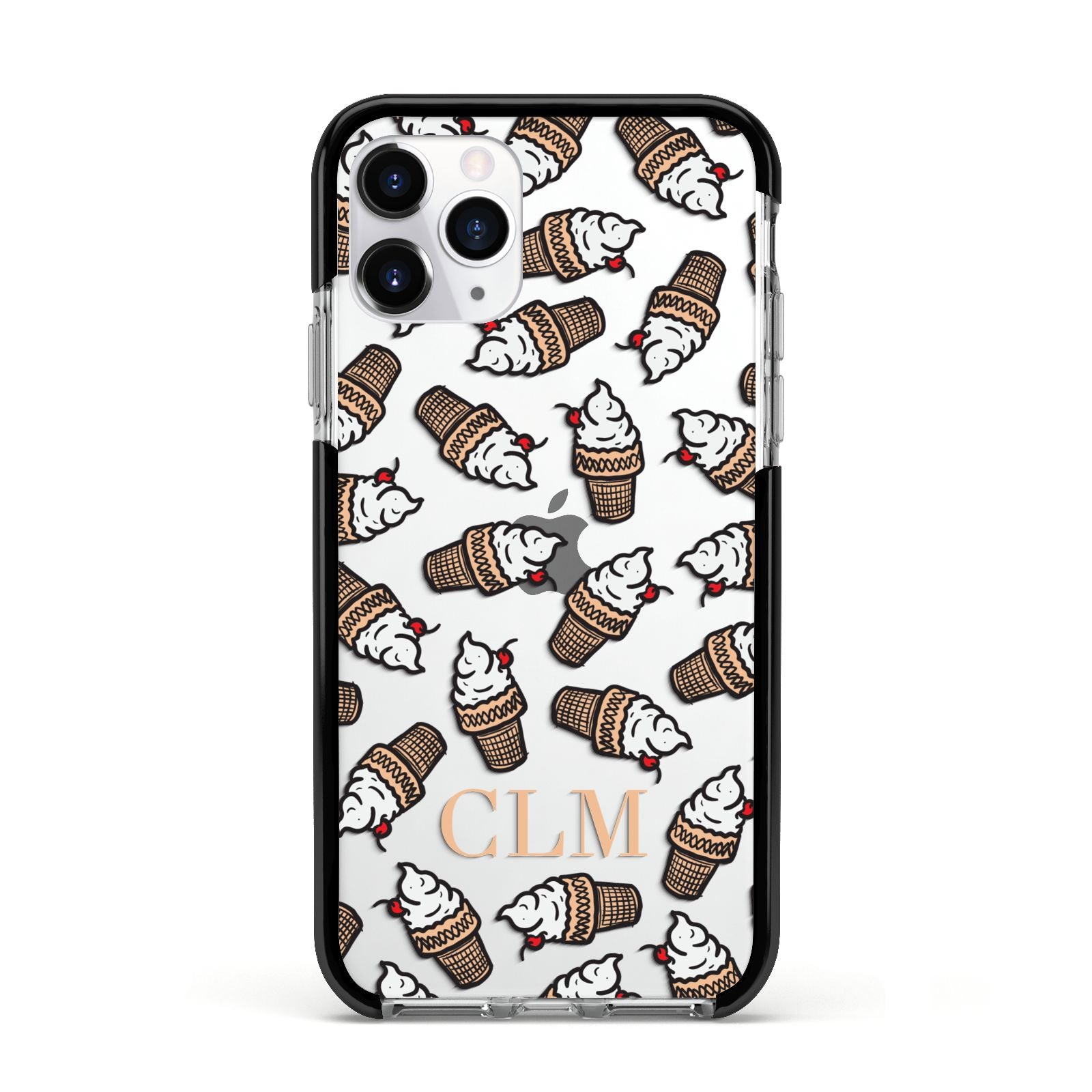 Personalised Ice Cream Initials Apple iPhone 11 Pro in Silver with Black Impact Case