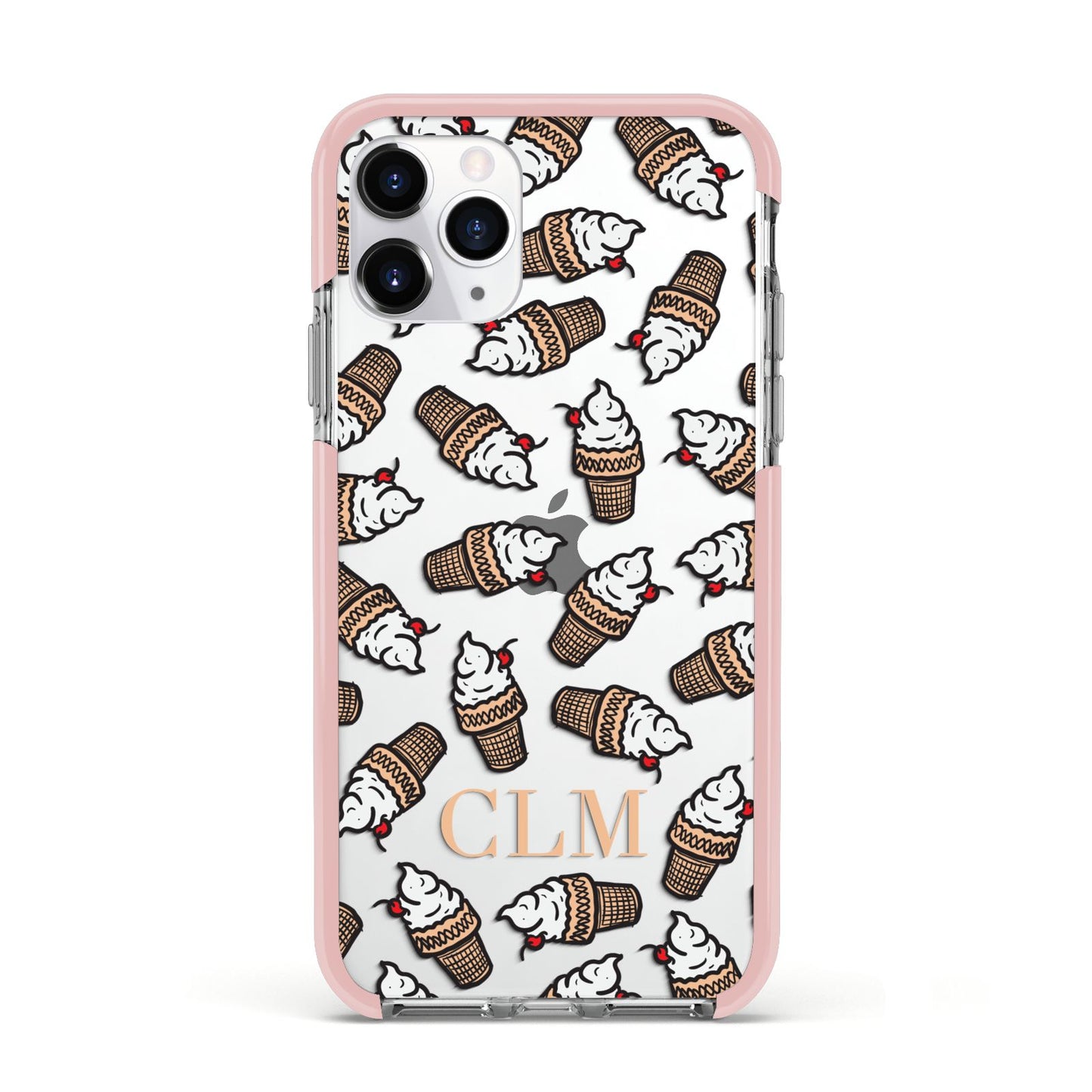 Personalised Ice Cream Initials Apple iPhone 11 Pro in Silver with Pink Impact Case