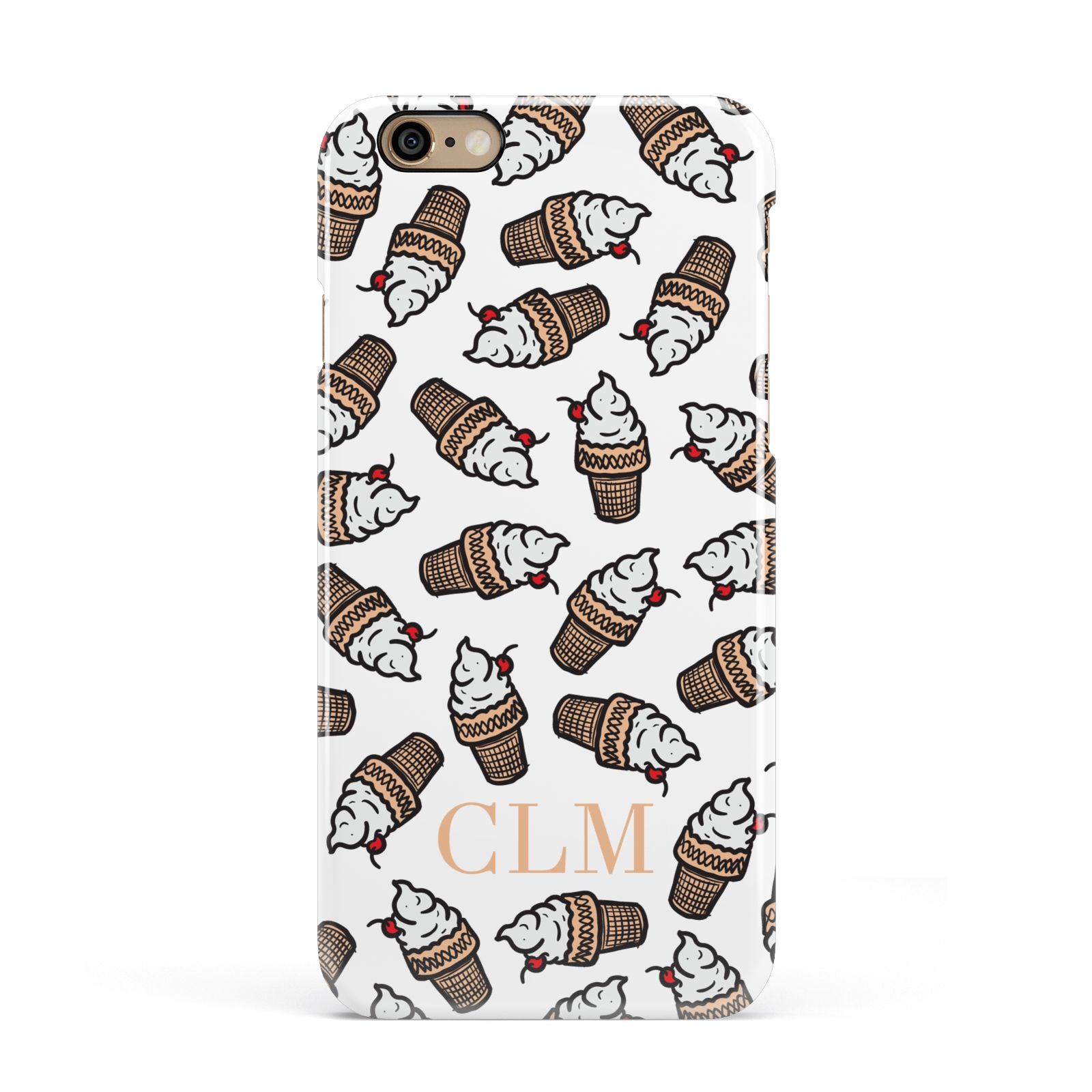 Personalised Ice Cream Initials Apple iPhone 6 3D Snap Case