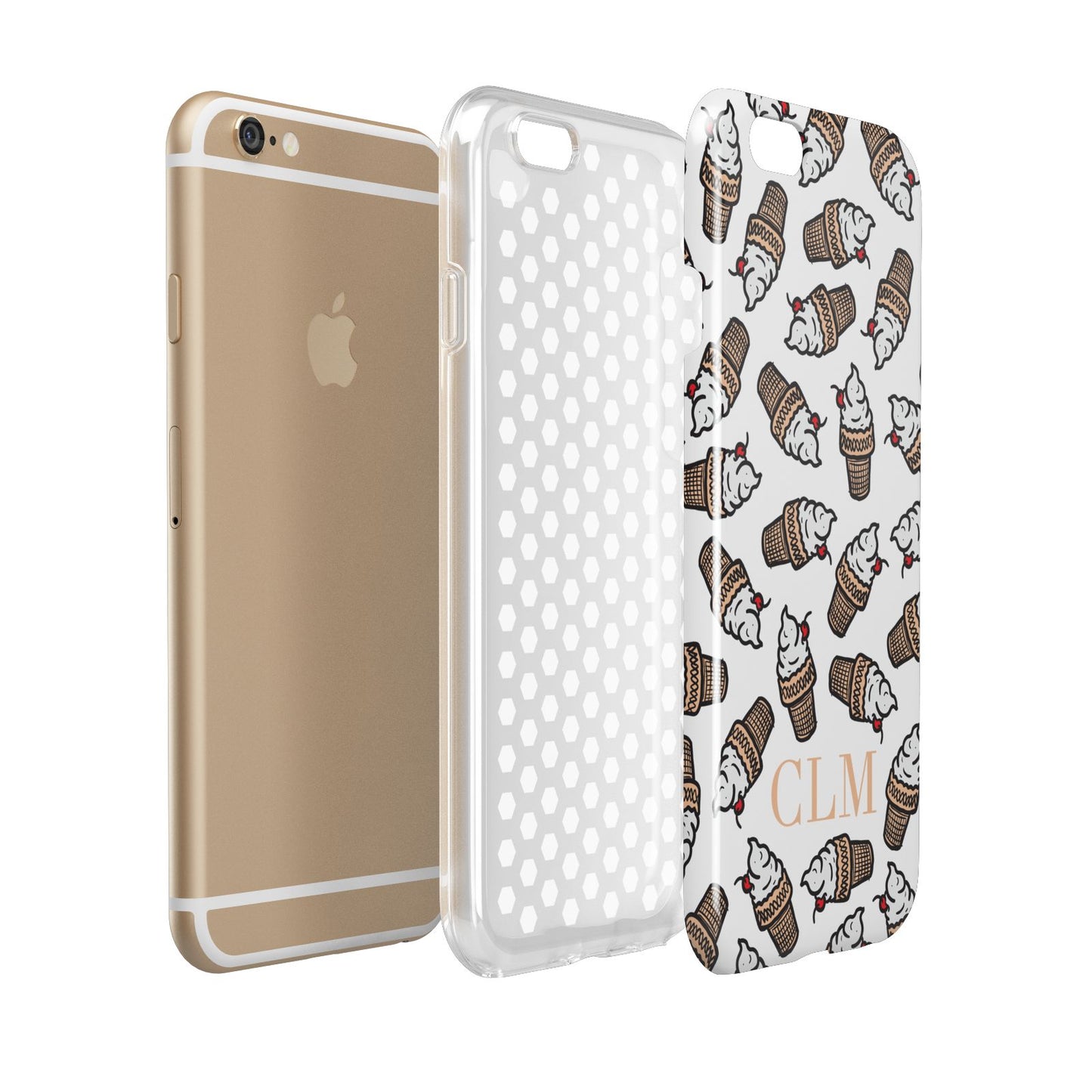 Personalised Ice Cream Initials Apple iPhone 6 3D Tough Case Expanded view