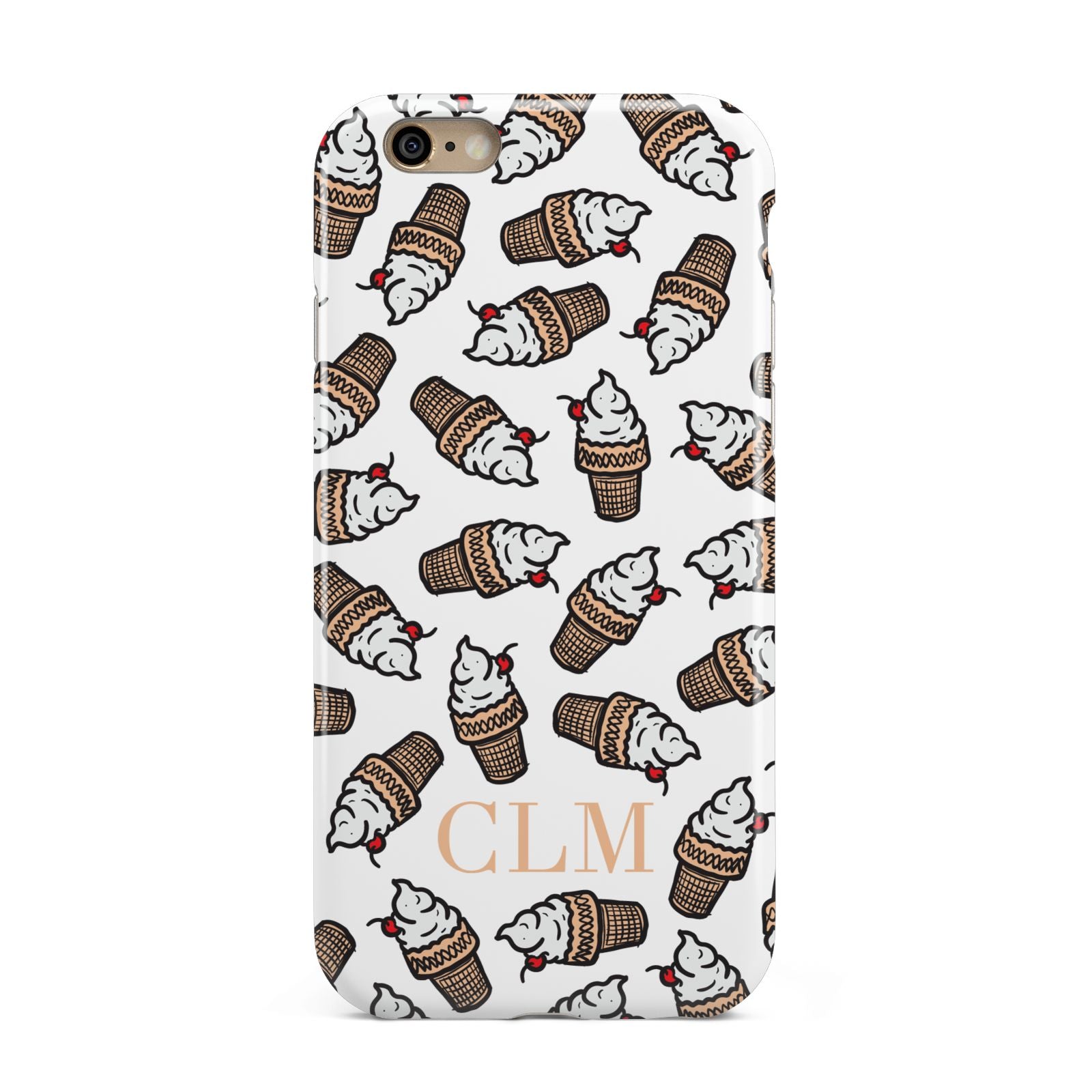 Personalised Ice Cream Initials Apple iPhone 6 3D Tough Case