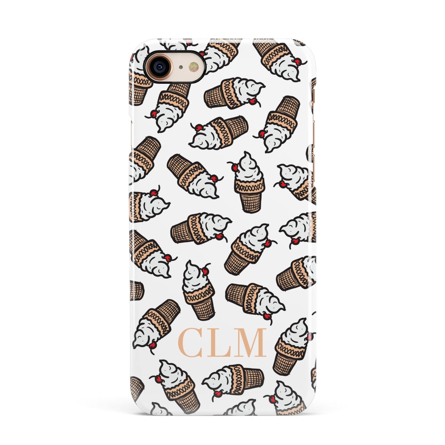 Personalised Ice Cream Initials Apple iPhone 7 8 3D Snap Case