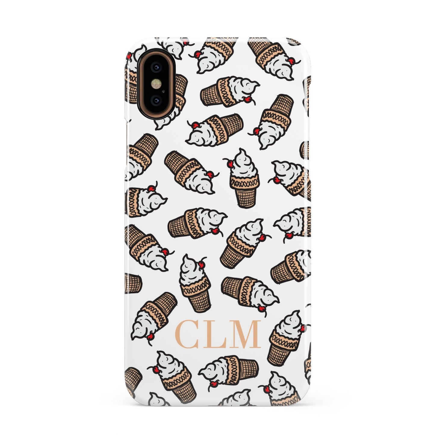 Personalised Ice Cream Initials Apple iPhone XS 3D Snap Case