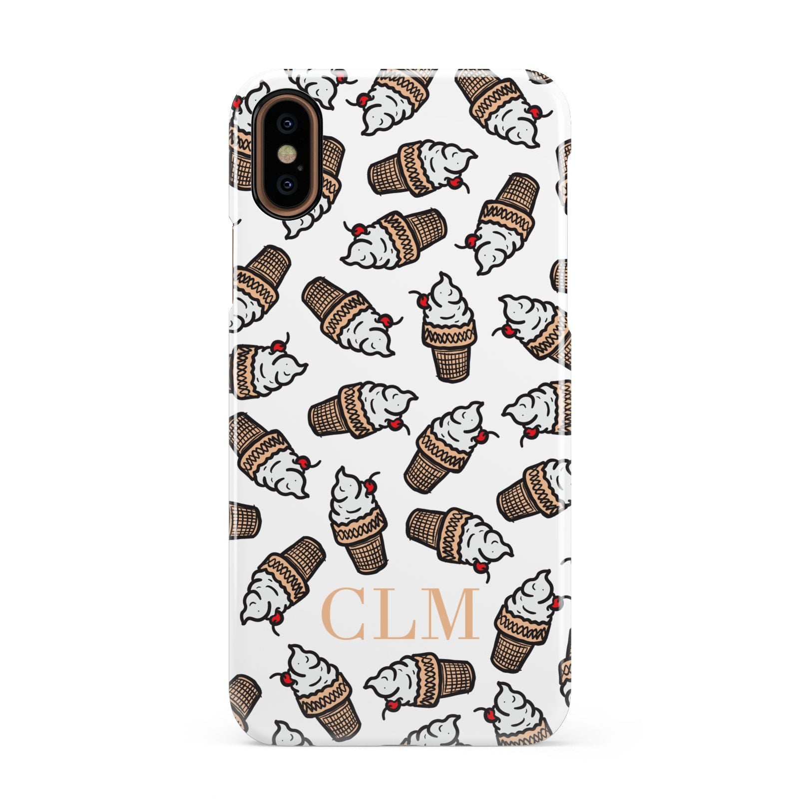 Personalised Ice Cream Initials Apple iPhone XS 3D Snap Case