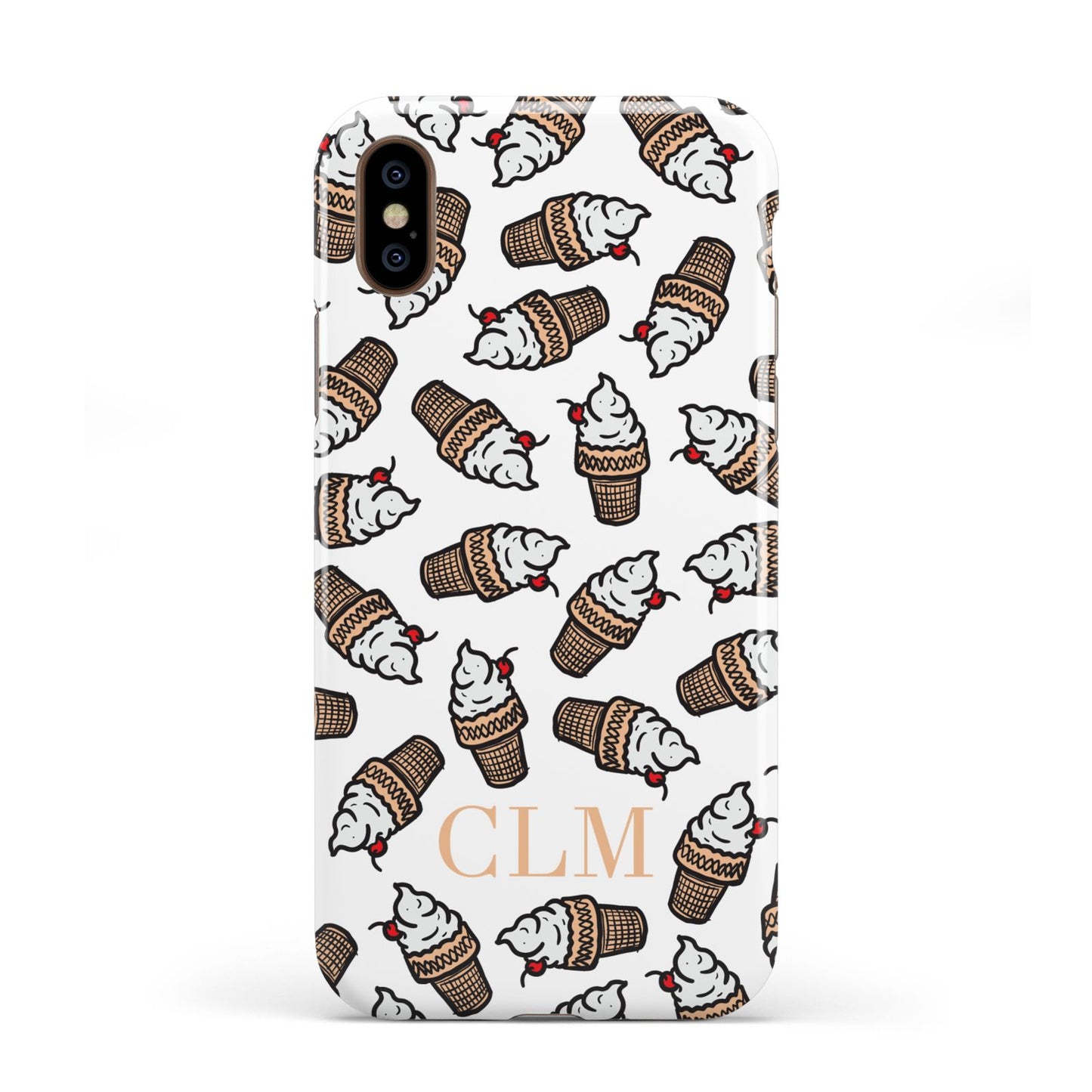 Personalised Ice Cream Initials Apple iPhone XS 3D Tough