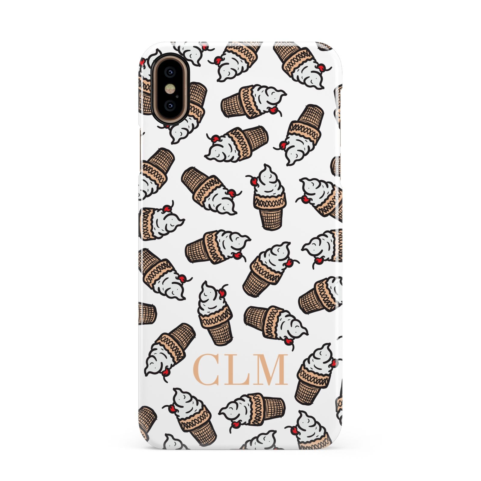 Personalised Ice Cream Initials Apple iPhone Xs Max 3D Snap Case