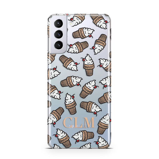 Personalised Ice Cream Initials Samsung S21 Plus Phone Case