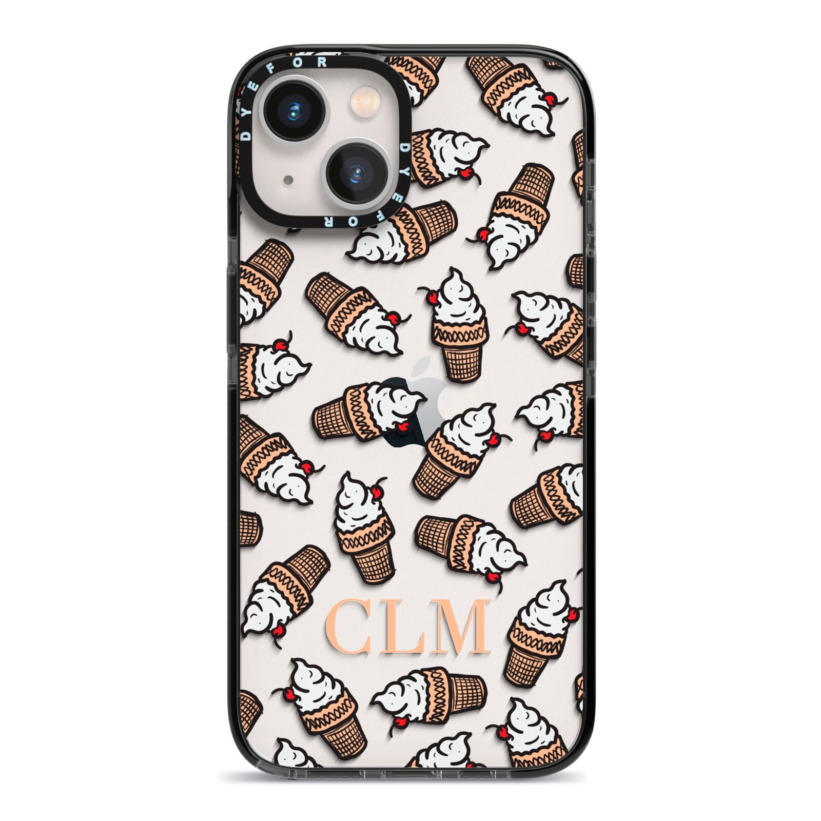 Personalised Ice Cream Initials iPhone 13 Black Impact Case on Silver phone