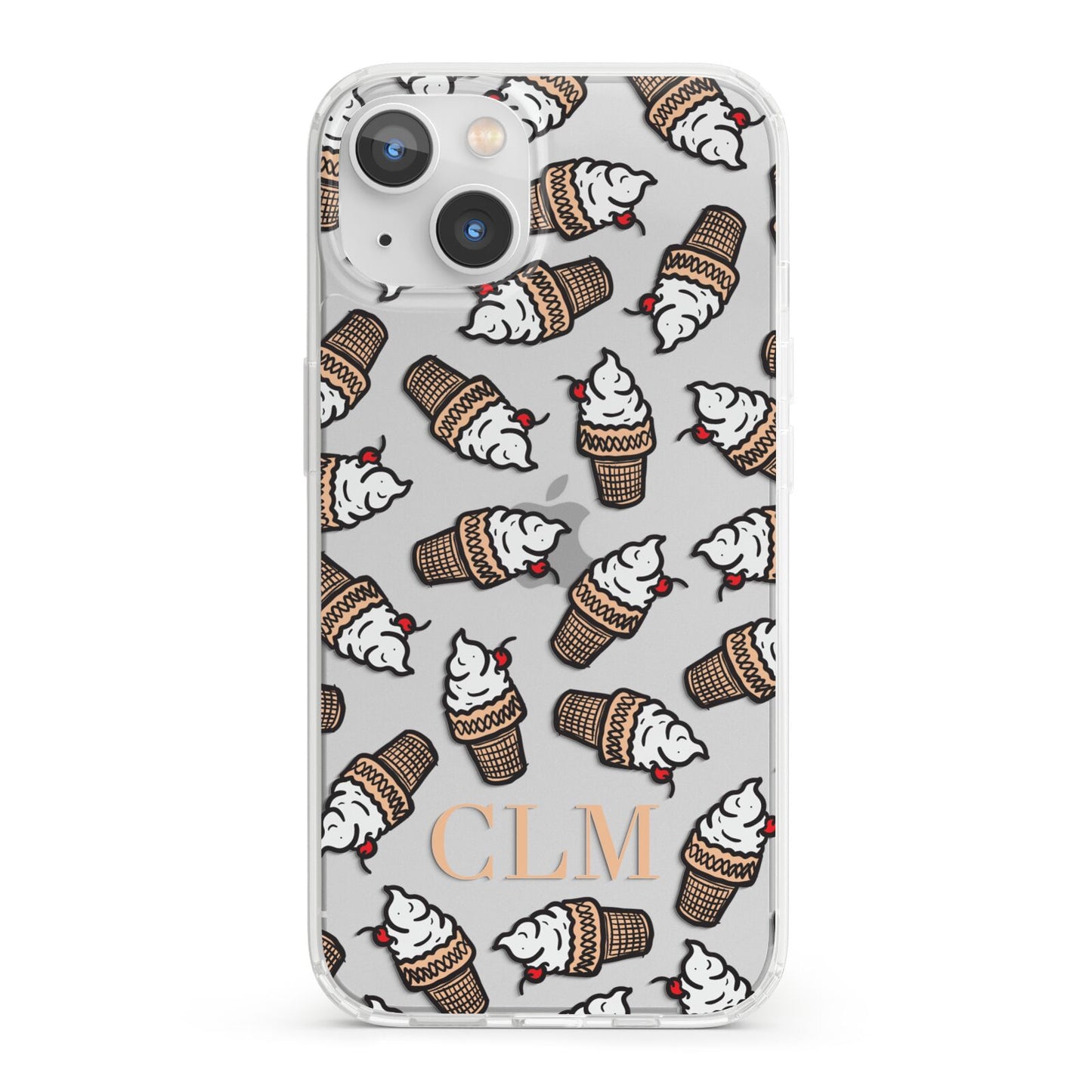 Personalised Ice Cream Initials iPhone 13 Clear Bumper Case