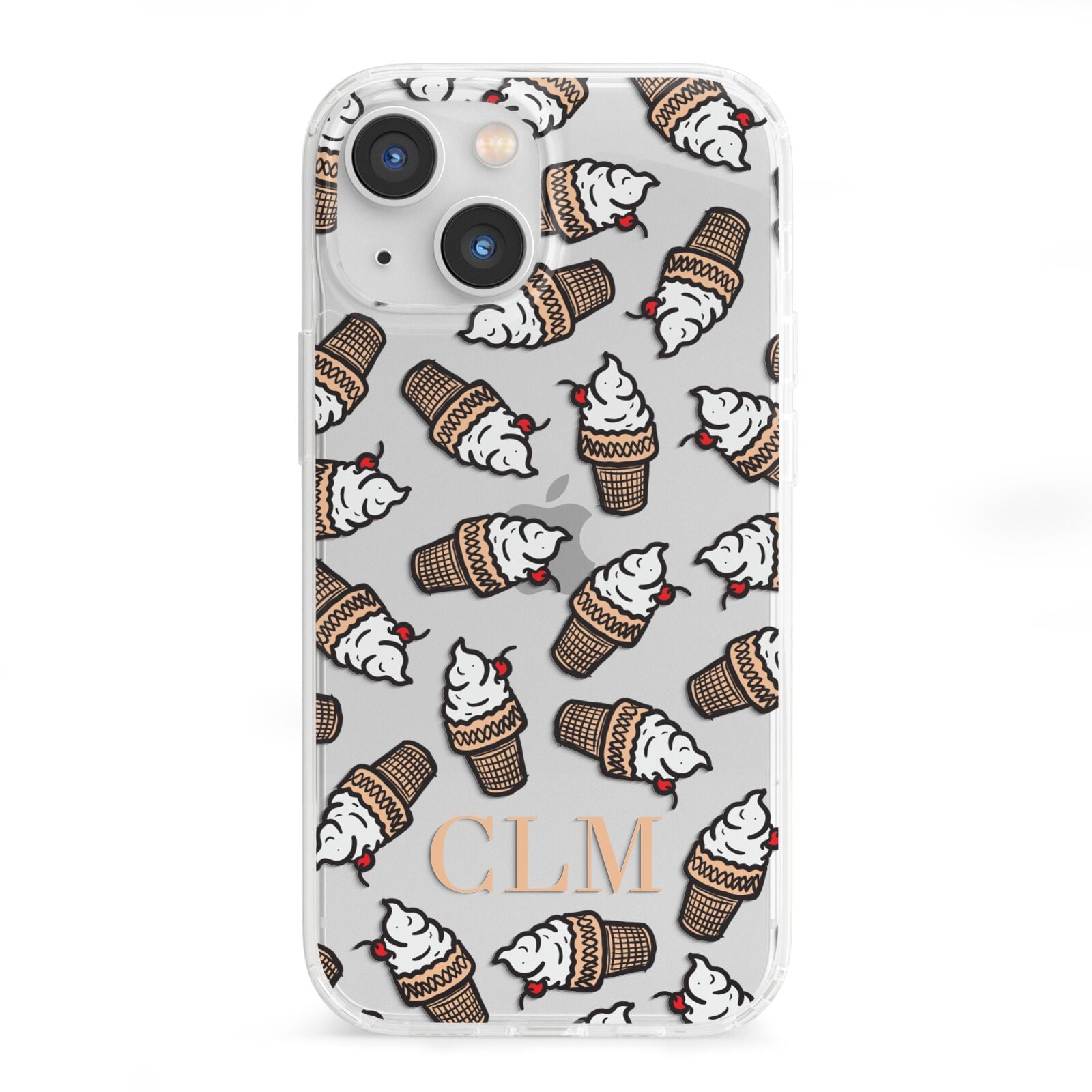 Personalised Ice Cream Initials iPhone 13 Mini Clear Bumper Case