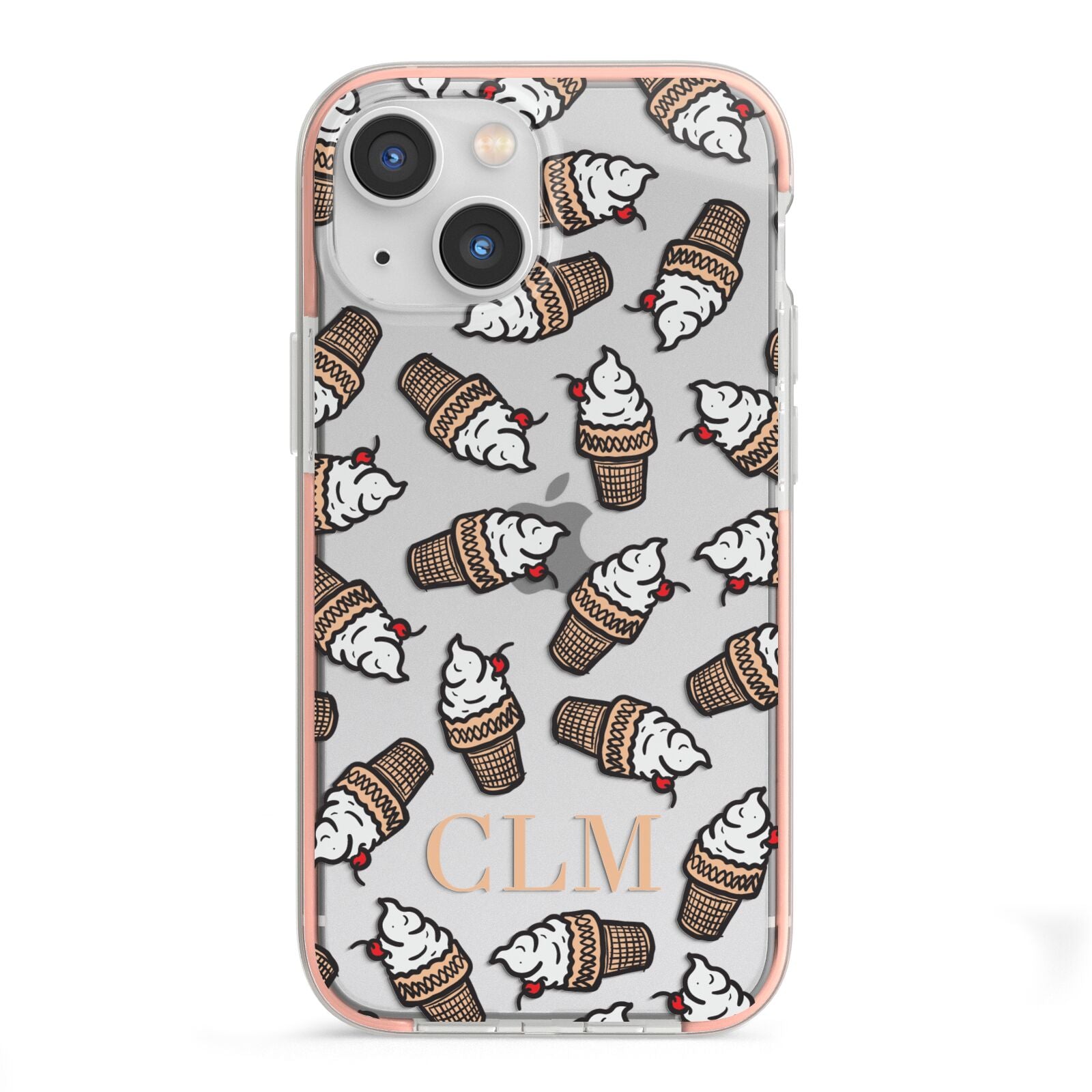 Personalised Ice Cream Initials iPhone 13 Mini TPU Impact Case with Pink Edges