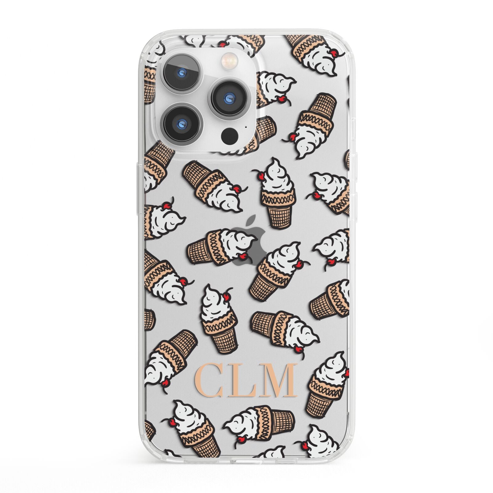 Personalised Ice Cream Initials iPhone 13 Pro Clear Bumper Case