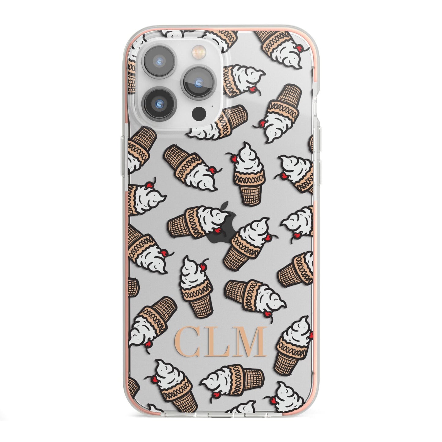 Personalised Ice Cream Initials iPhone 13 Pro Max TPU Impact Case with Pink Edges