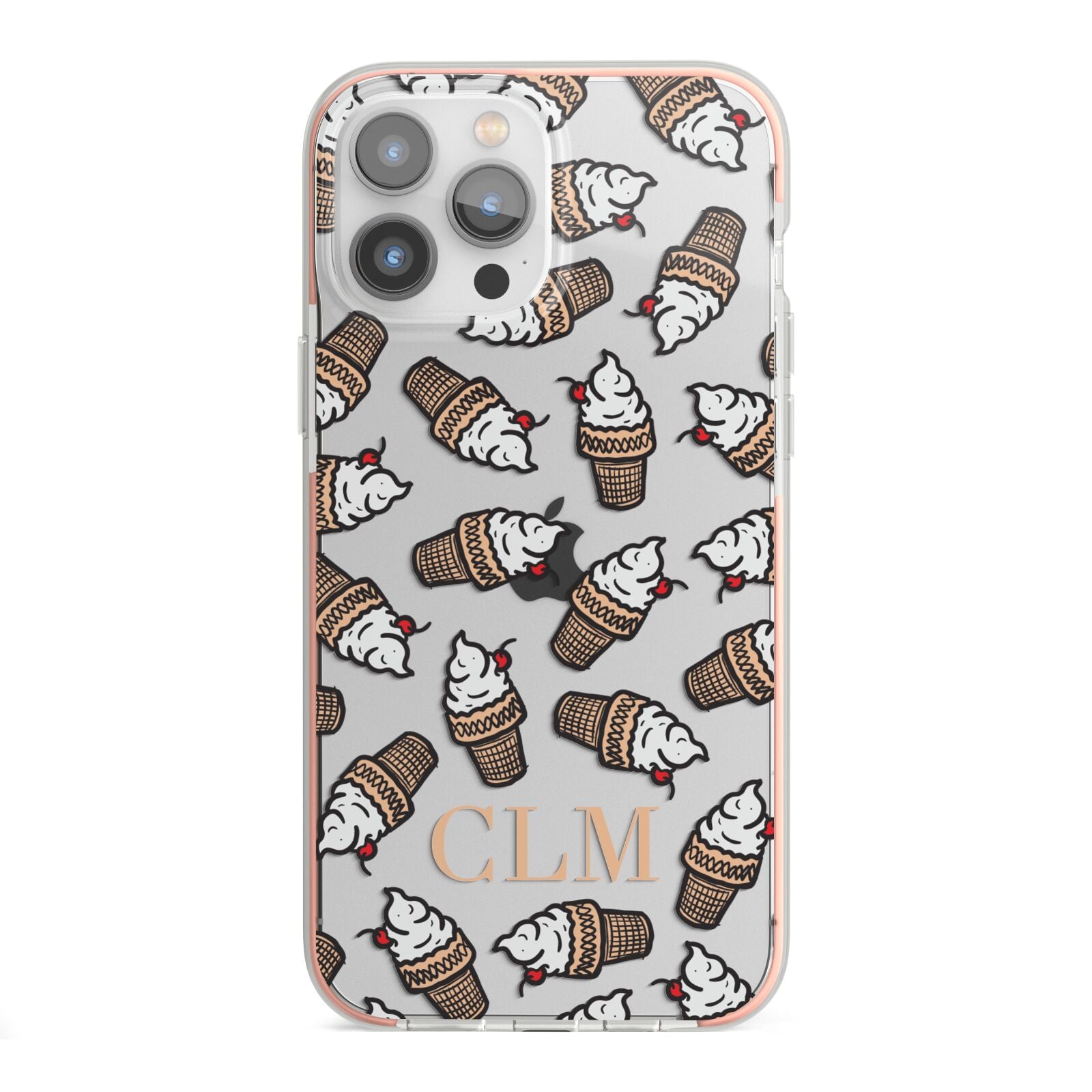 Personalised Ice Cream Initials iPhone 13 Pro Max TPU Impact Case with Pink Edges