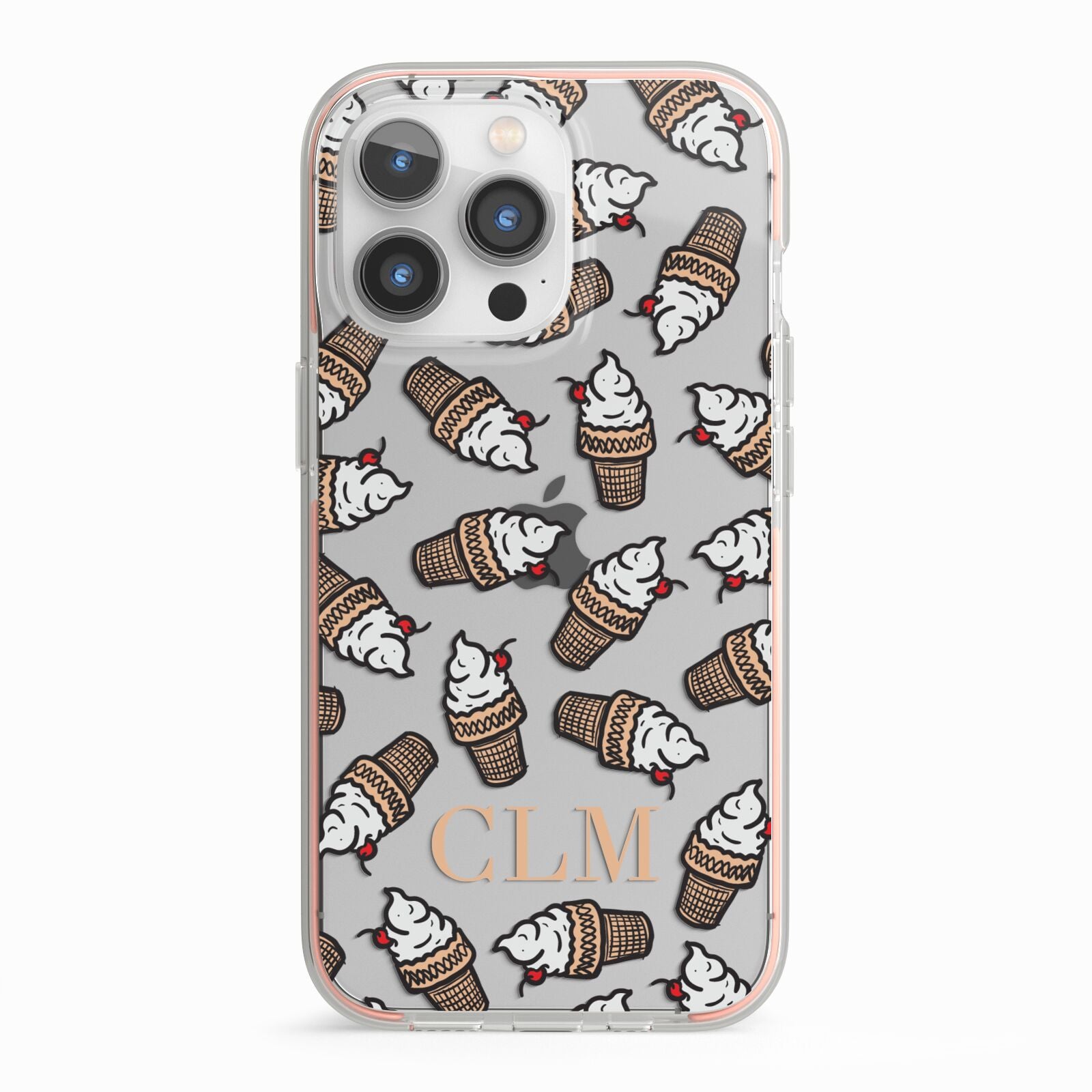 Personalised Ice Cream Initials iPhone 13 Pro TPU Impact Case with Pink Edges