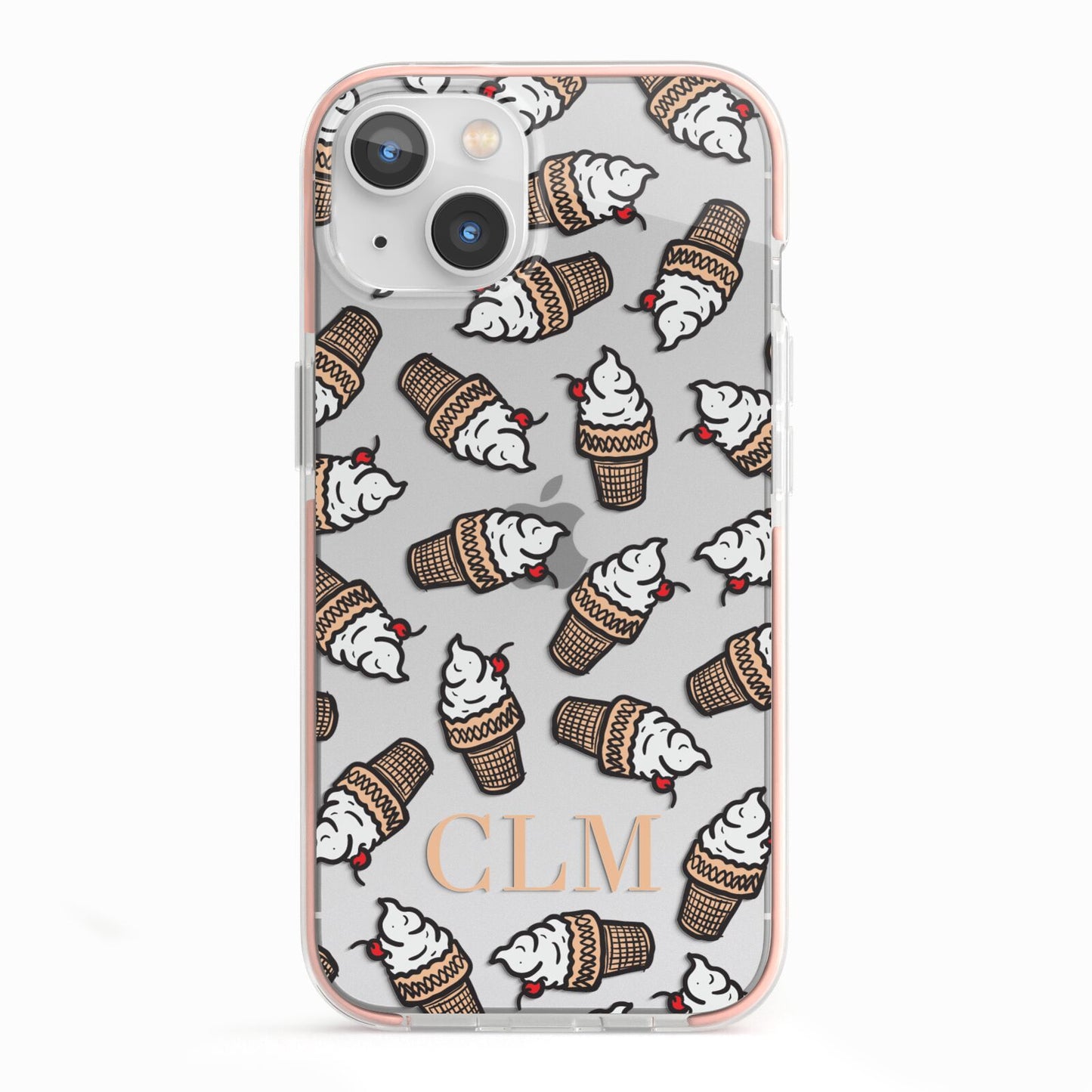 Personalised Ice Cream Initials iPhone 13 TPU Impact Case with Pink Edges