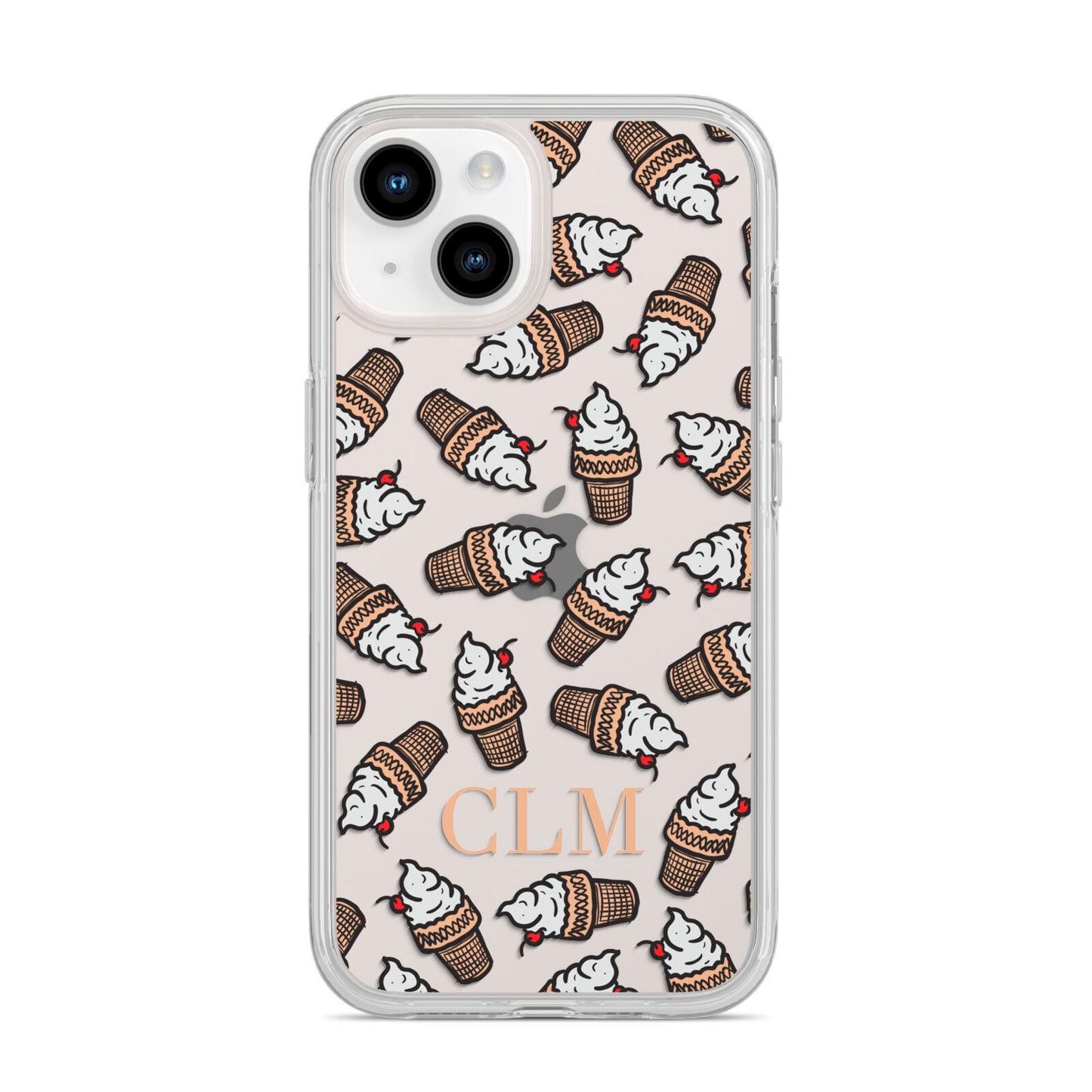 Personalised Ice Cream Initials iPhone 14 Clear Tough Case Starlight