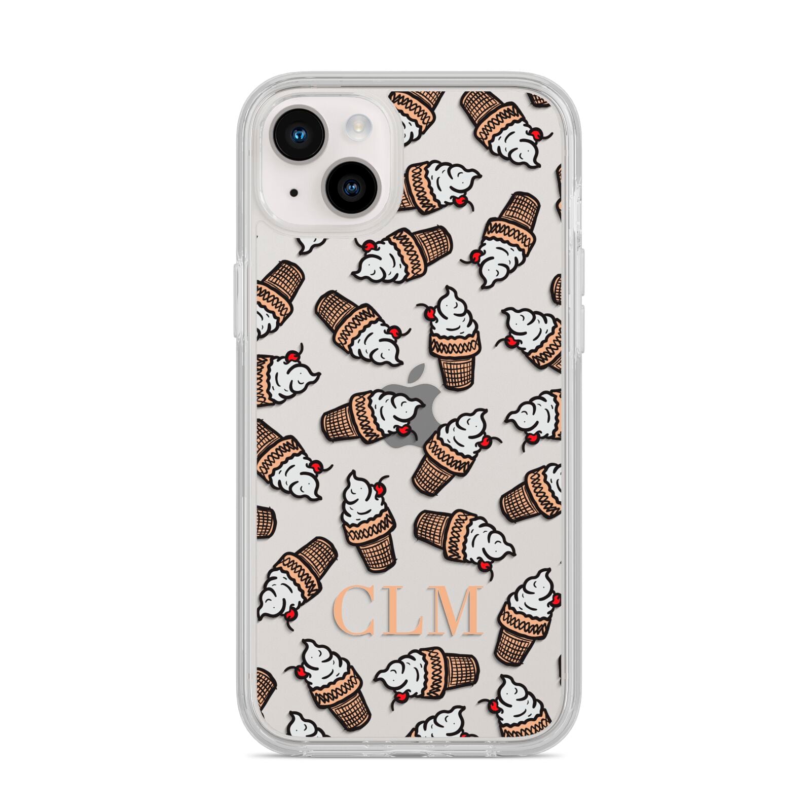 Personalised Ice Cream Initials iPhone 14 Plus Clear Tough Case Starlight