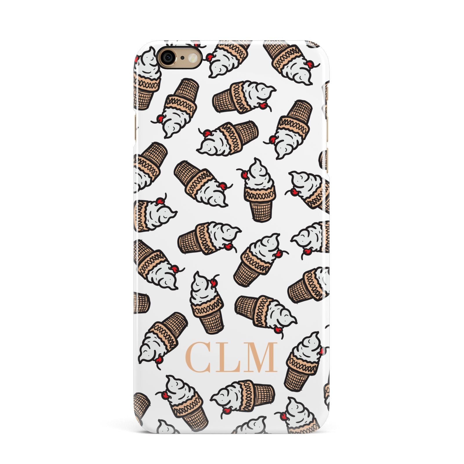 Personalised Ice Cream Initials iPhone 6 Plus 3D Snap Case on Gold Phone