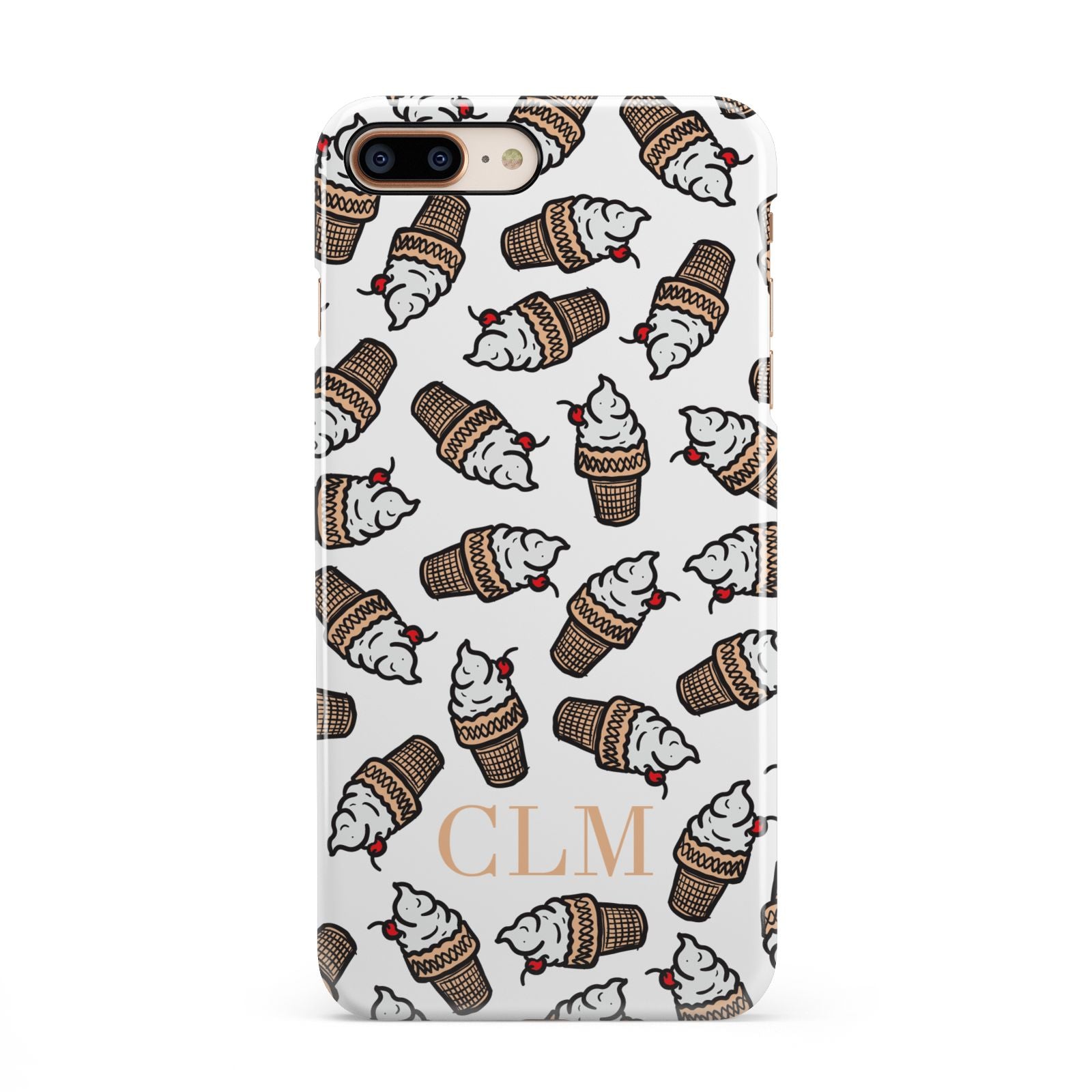 Personalised Ice Cream Initials iPhone 8 Plus 3D Snap Case on Gold Phone