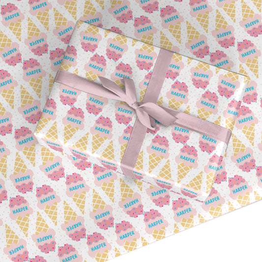 Personalised Ice Cream Name Custom Wrapping Paper