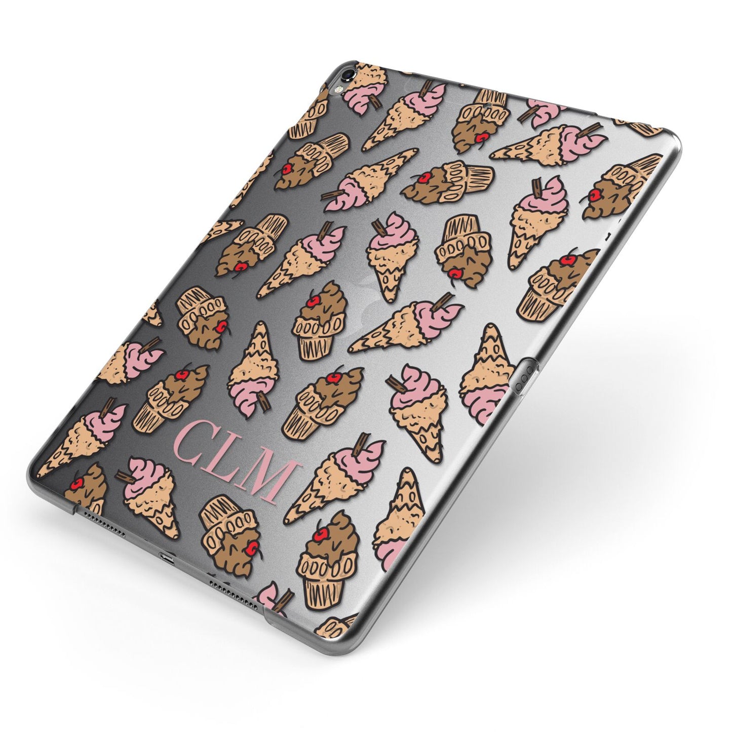 Personalised Ice Creams Initials Apple iPad Case on Grey iPad Side View