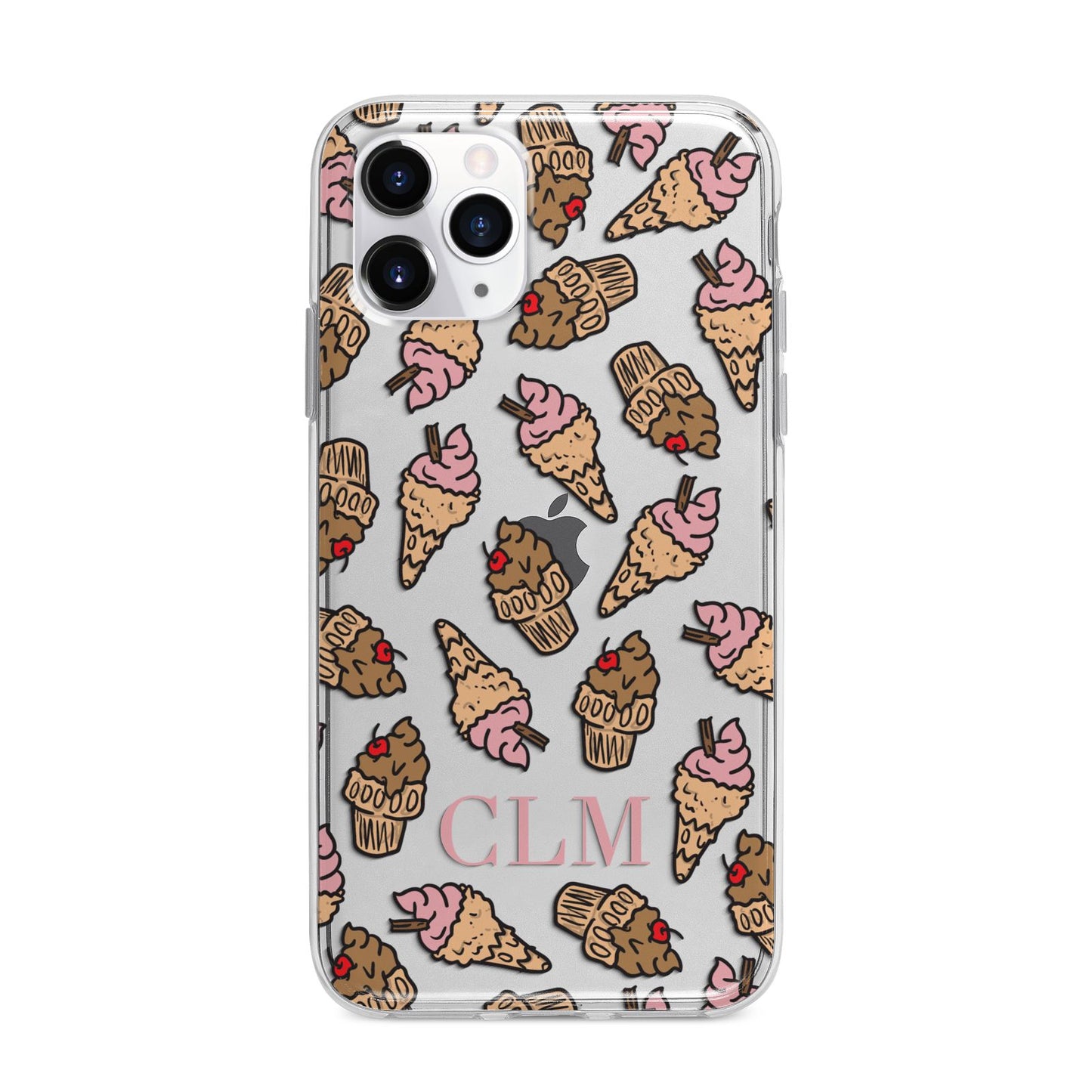 Personalised Ice Creams Initials Apple iPhone 11 Pro Max in Silver with Bumper Case