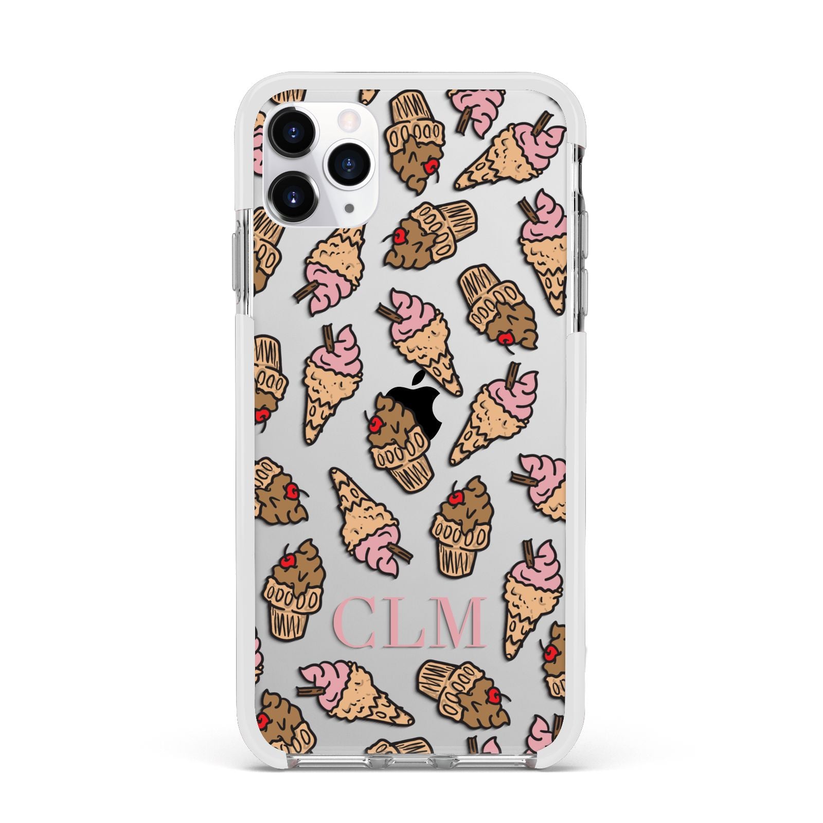 Personalised Ice Creams Initials Apple iPhone 11 Pro Max in Silver with White Impact Case