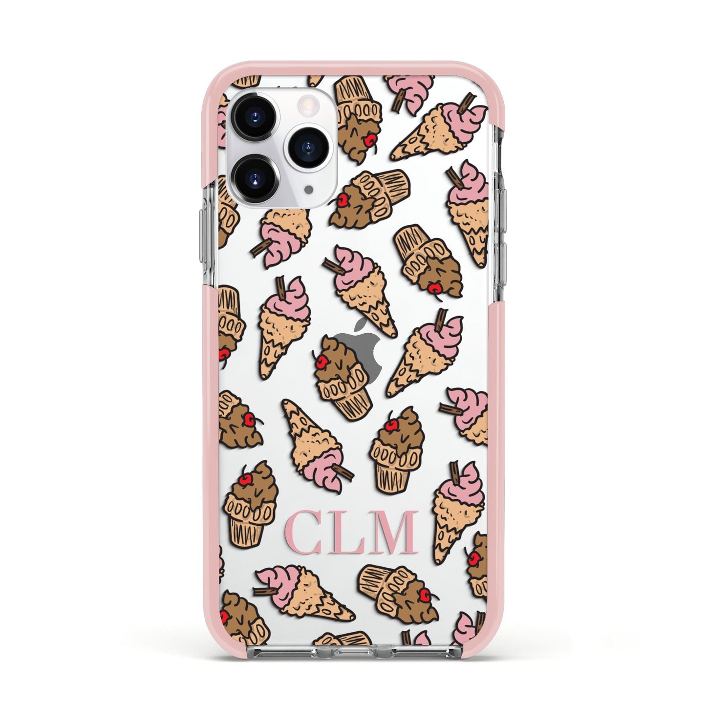 Personalised Ice Creams Initials Apple iPhone 11 Pro in Silver with Pink Impact Case