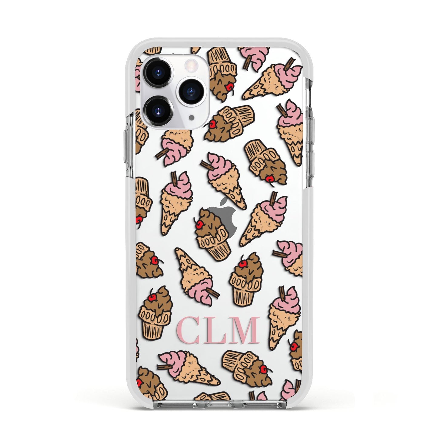 Personalised Ice Creams Initials Apple iPhone 11 Pro in Silver with White Impact Case