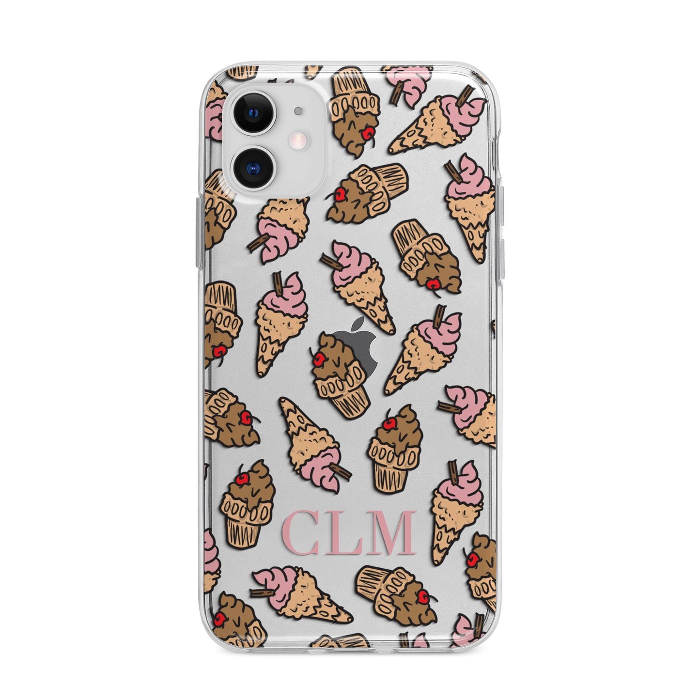 Personalised Ice Creams Initials Apple iPhone 11 in White with Bumper Case