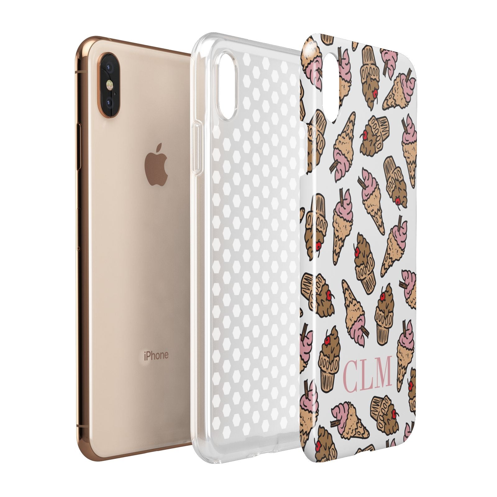 Personalised Ice Creams Initials Apple iPhone Xs Max 3D Tough Case Expanded View