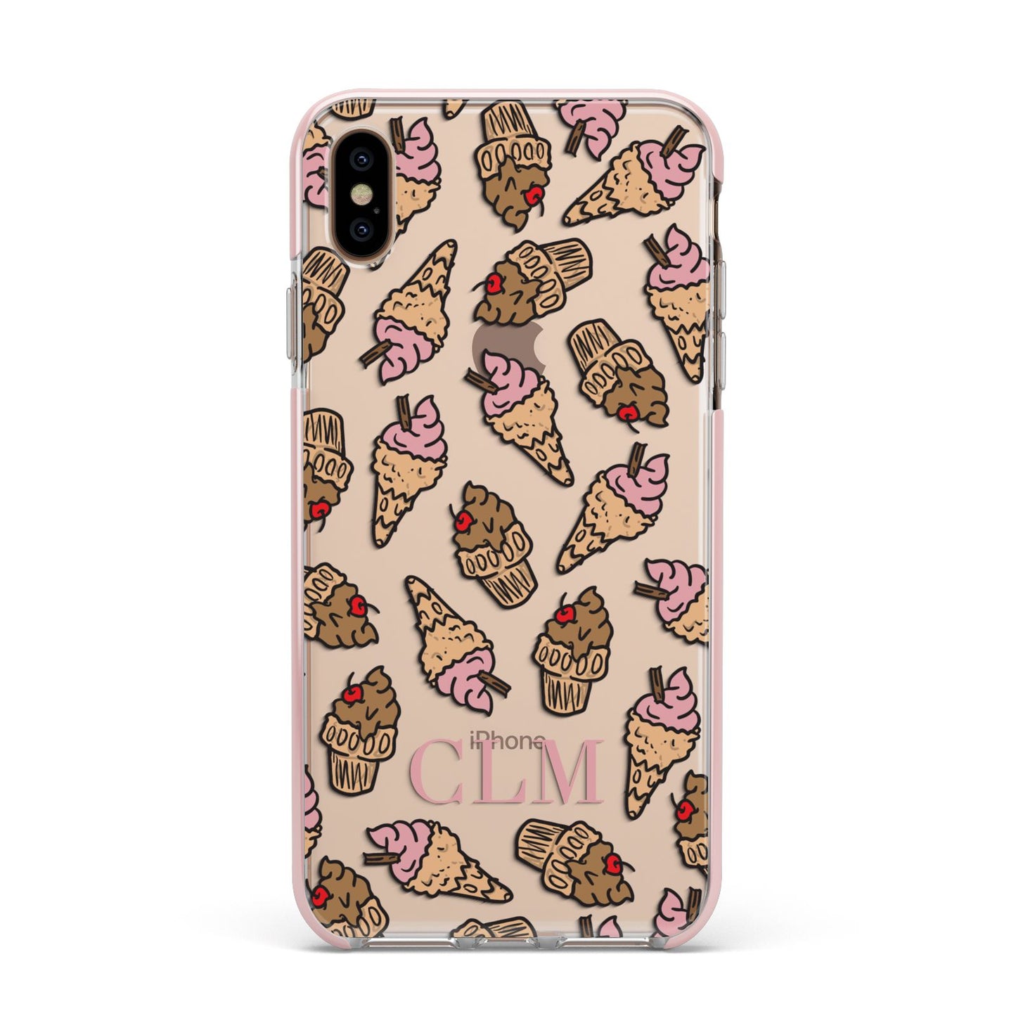 Personalised Ice Creams Initials Apple iPhone Xs Max Impact Case Pink Edge on Gold Phone