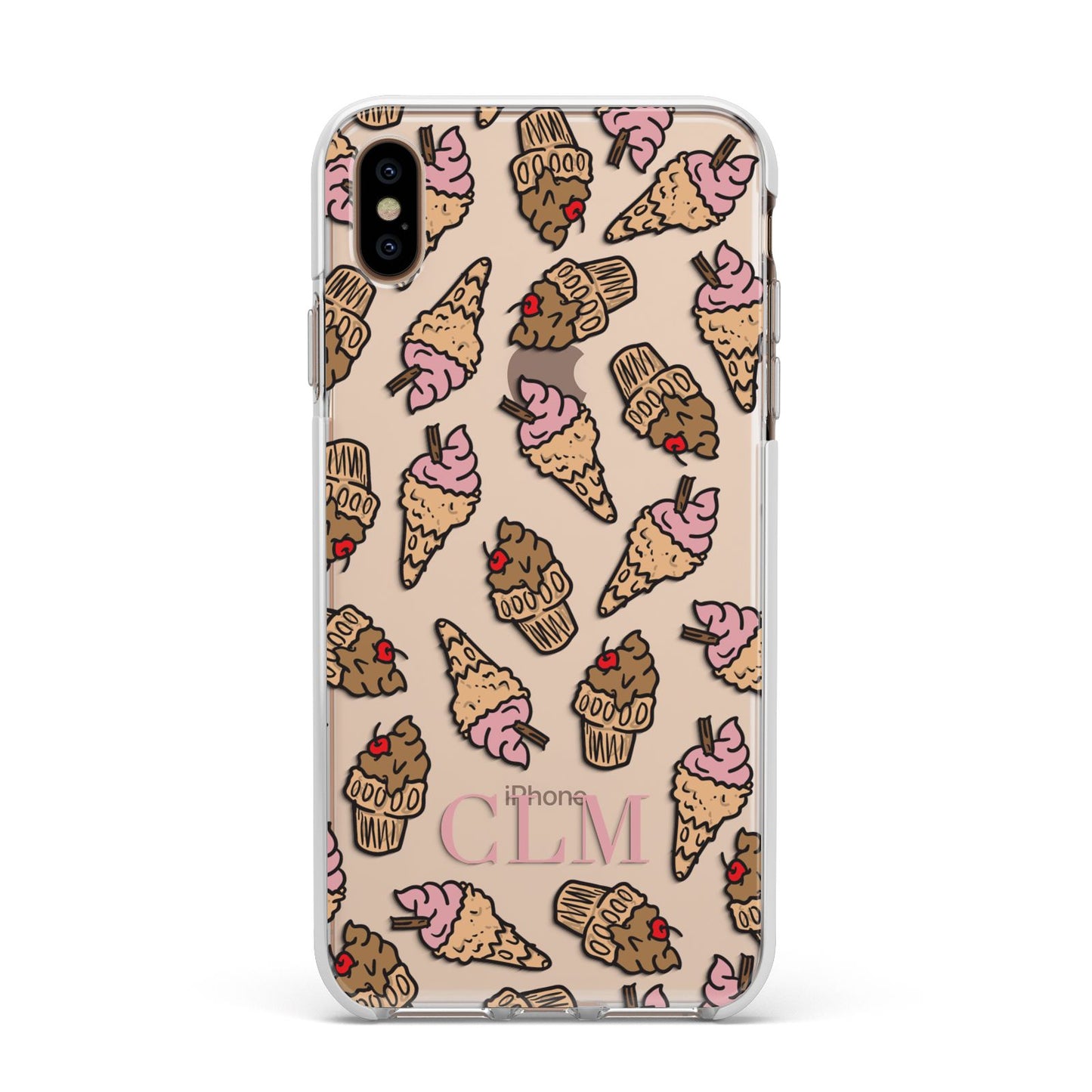 Personalised Ice Creams Initials Apple iPhone Xs Max Impact Case White Edge on Gold Phone