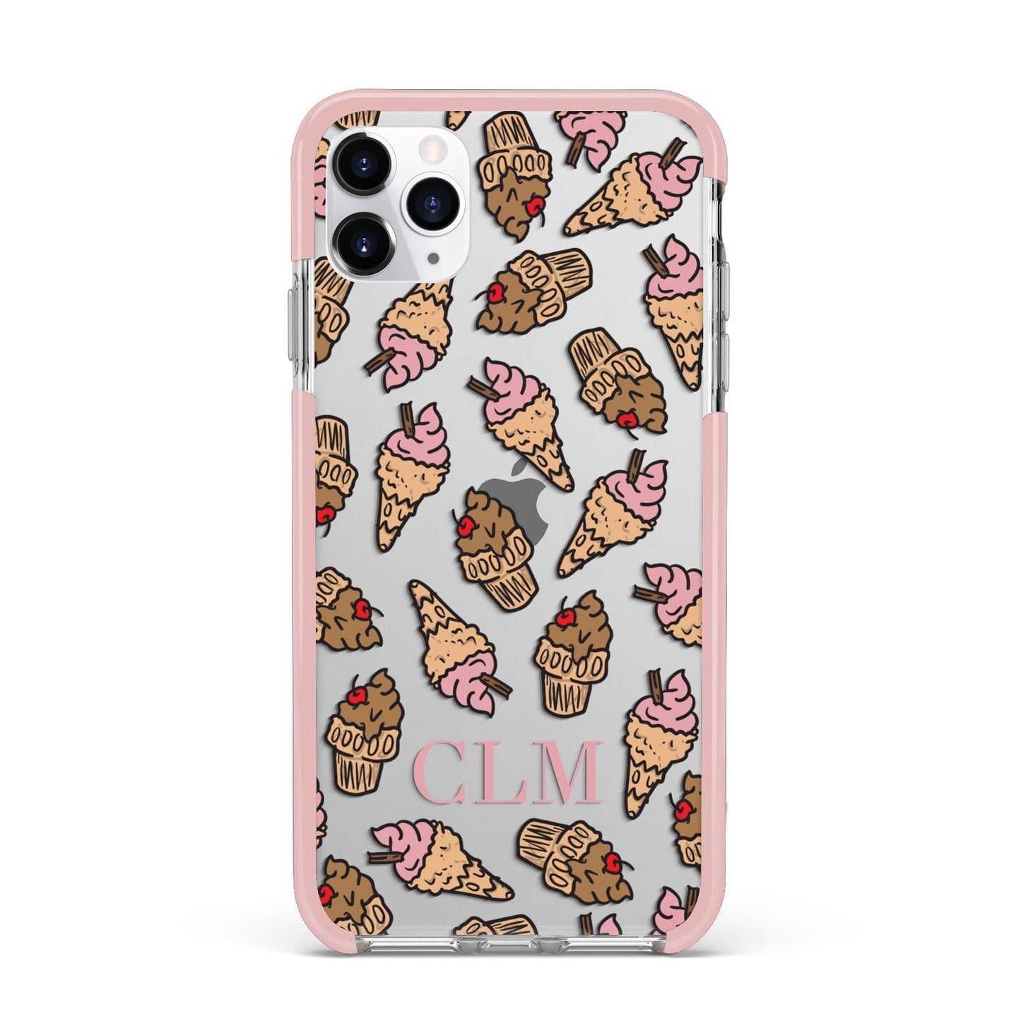 Personalised Ice Creams Initials iPhone 11 Pro Max Impact Pink Edge Case