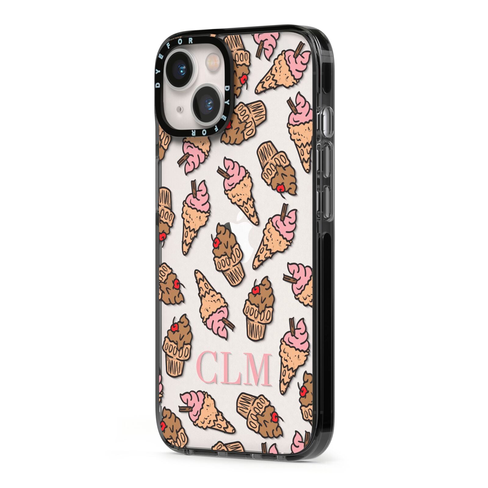 Personalised Ice Creams Initials iPhone 13 Black Impact Case Side Angle on Silver phone