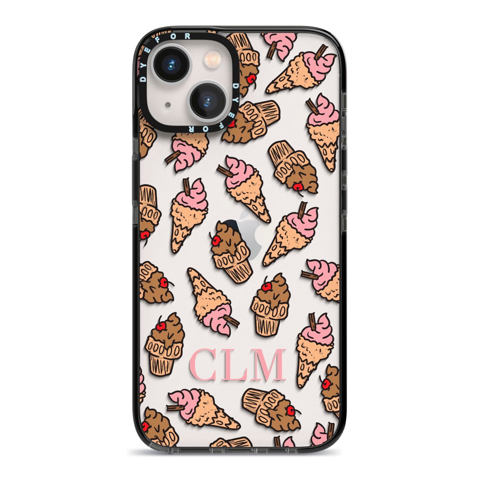 Personalised Ice Creams Initials iPhone 13 Black Impact Case on Silver phone