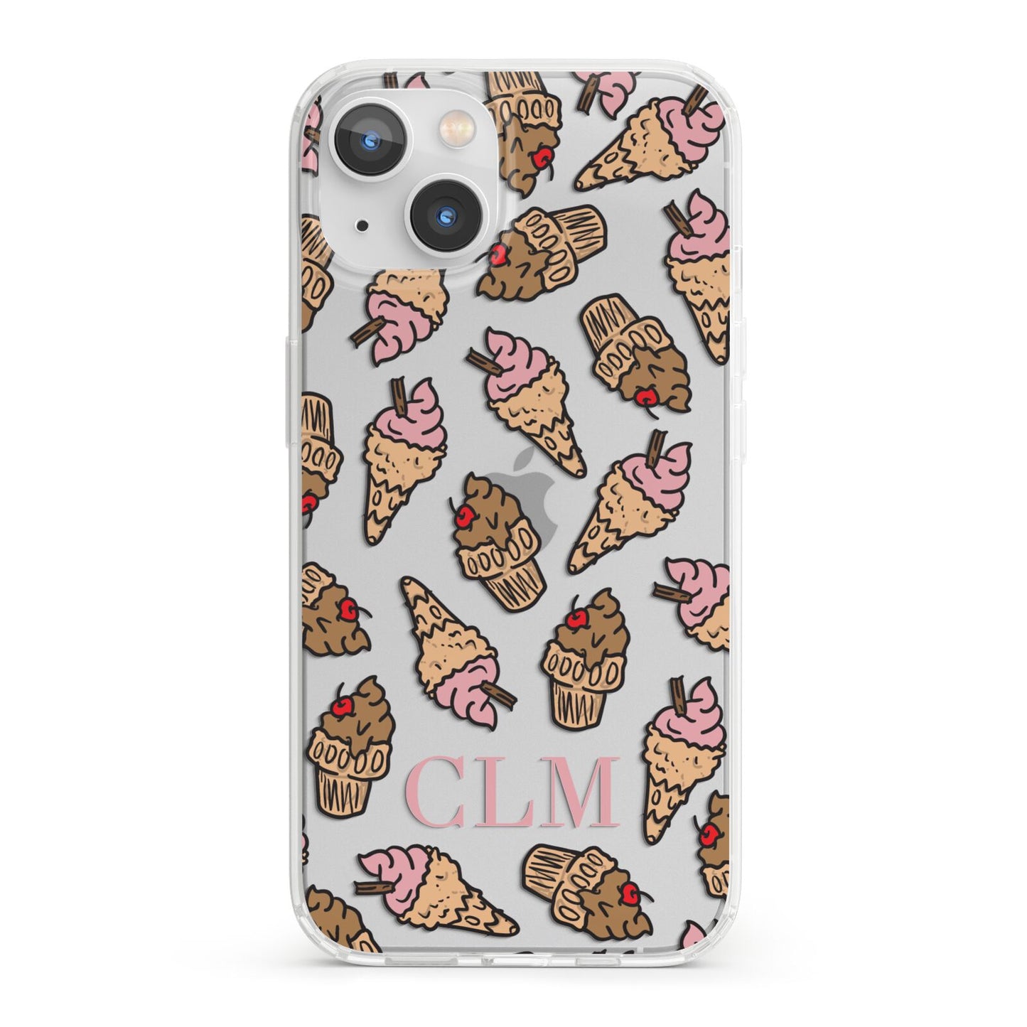 Personalised Ice Creams Initials iPhone 13 Clear Bumper Case