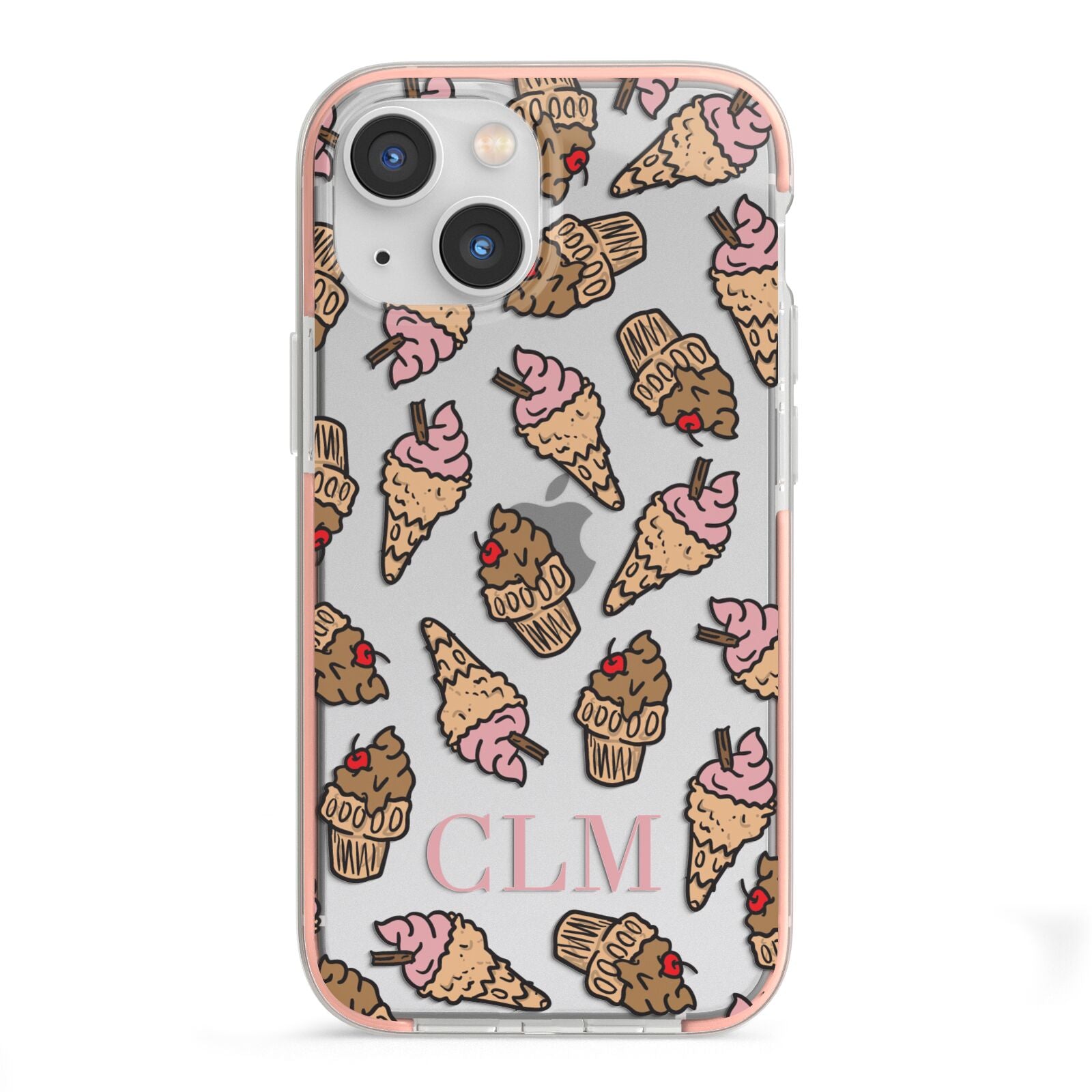 Personalised Ice Creams Initials iPhone 13 Mini TPU Impact Case with Pink Edges