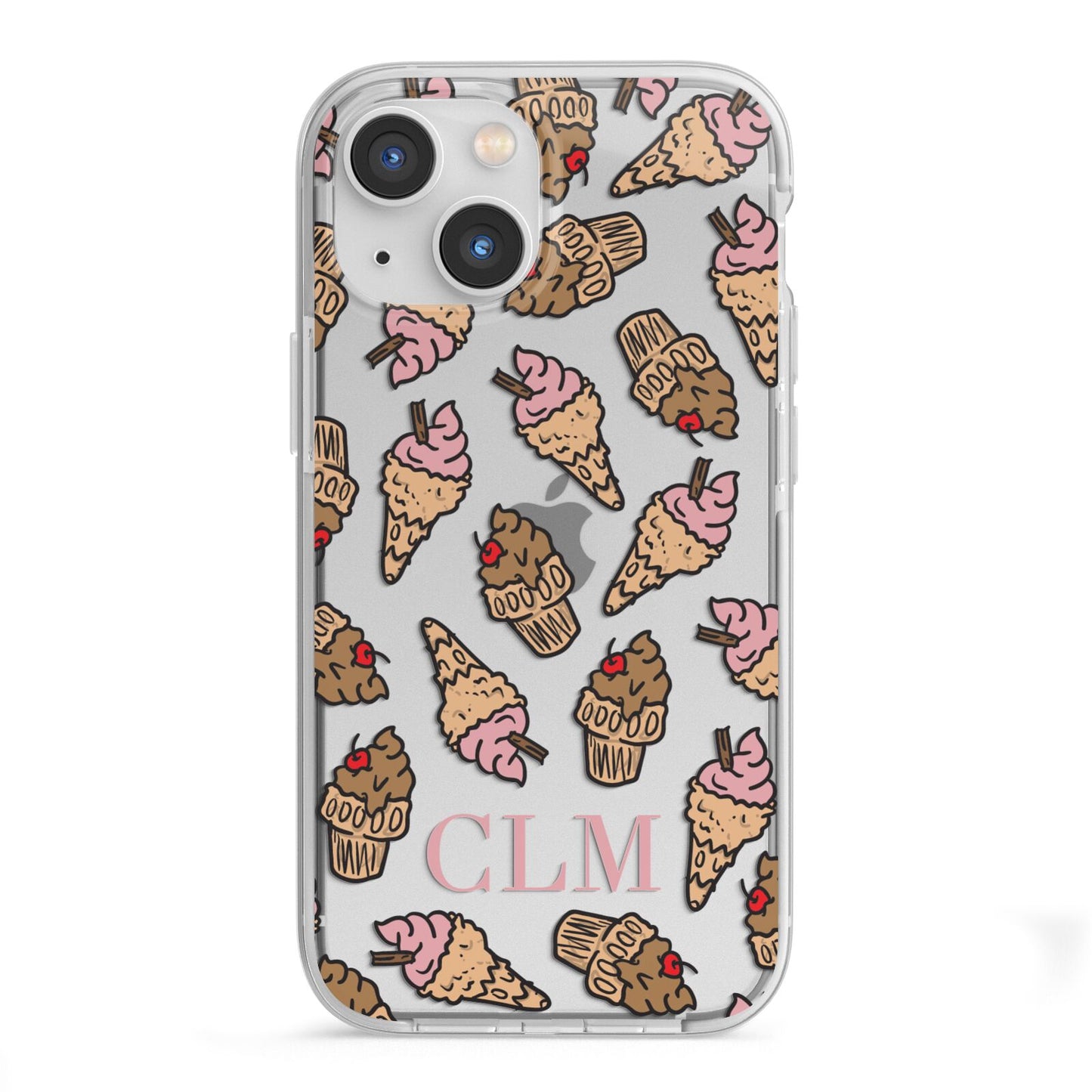 Personalised Ice Creams Initials iPhone 13 Mini TPU Impact Case with White Edges