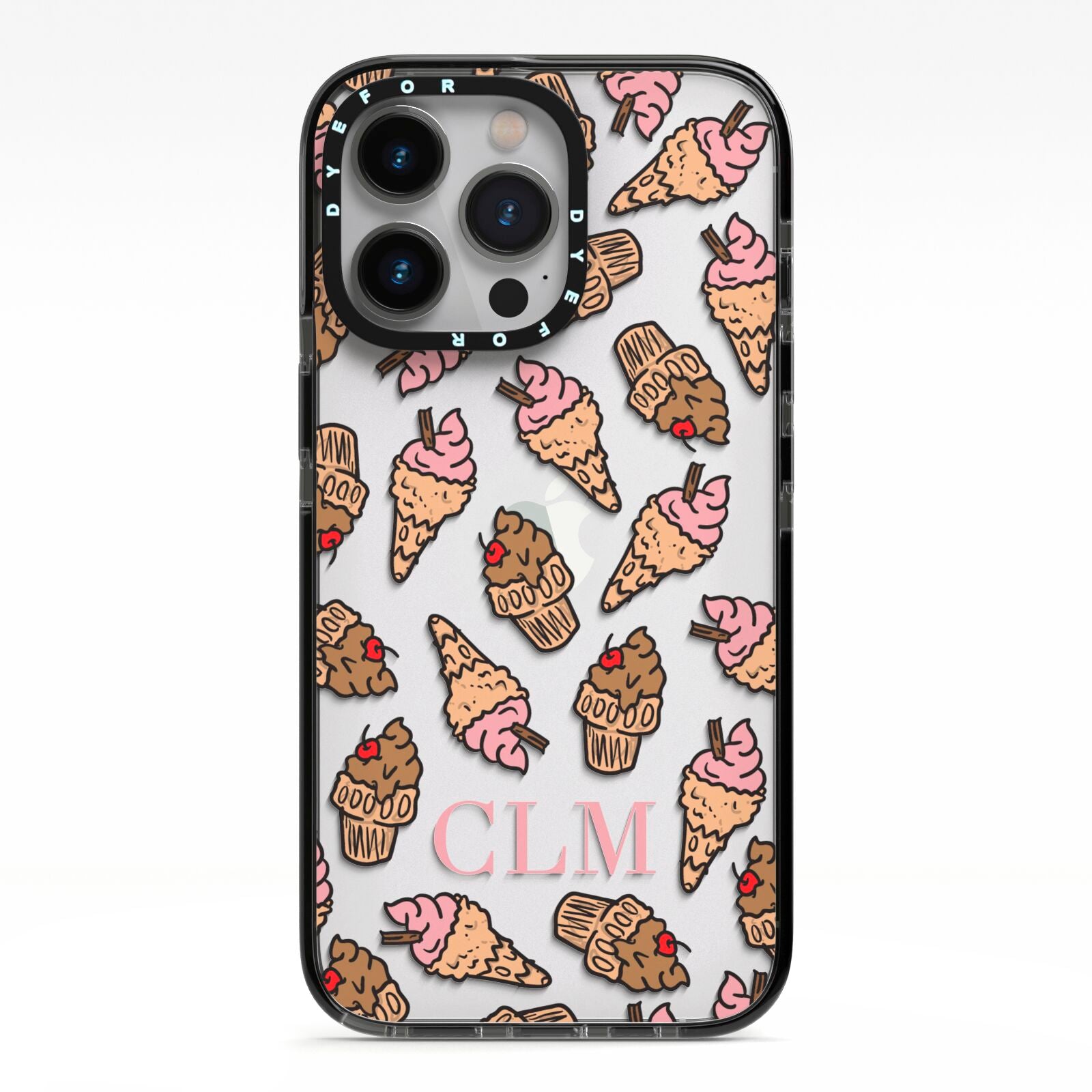 Personalised Ice Creams Initials iPhone 13 Pro Black Impact Case on Silver phone