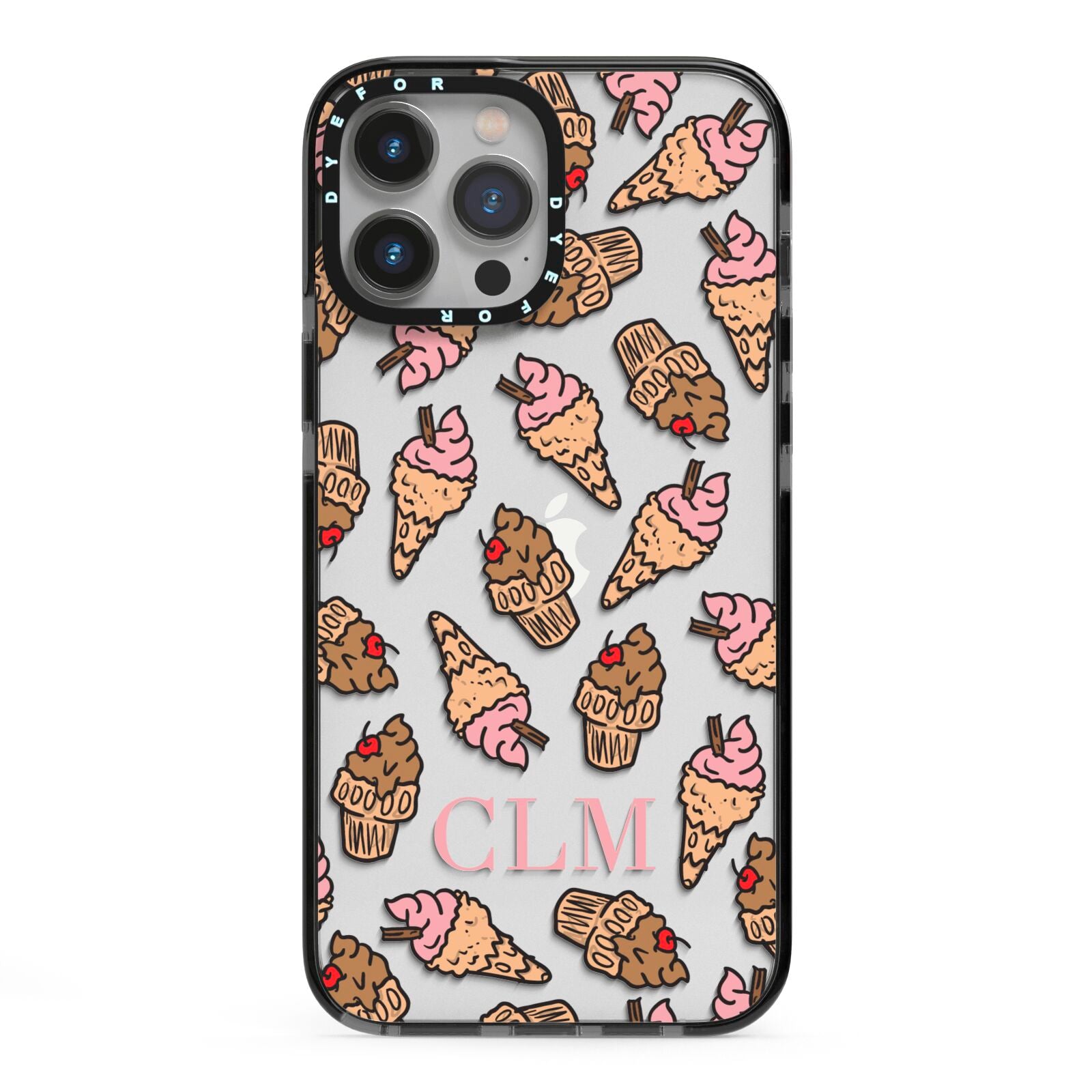 Personalised Ice Creams Initials iPhone 13 Pro Max Black Impact Case on Silver phone