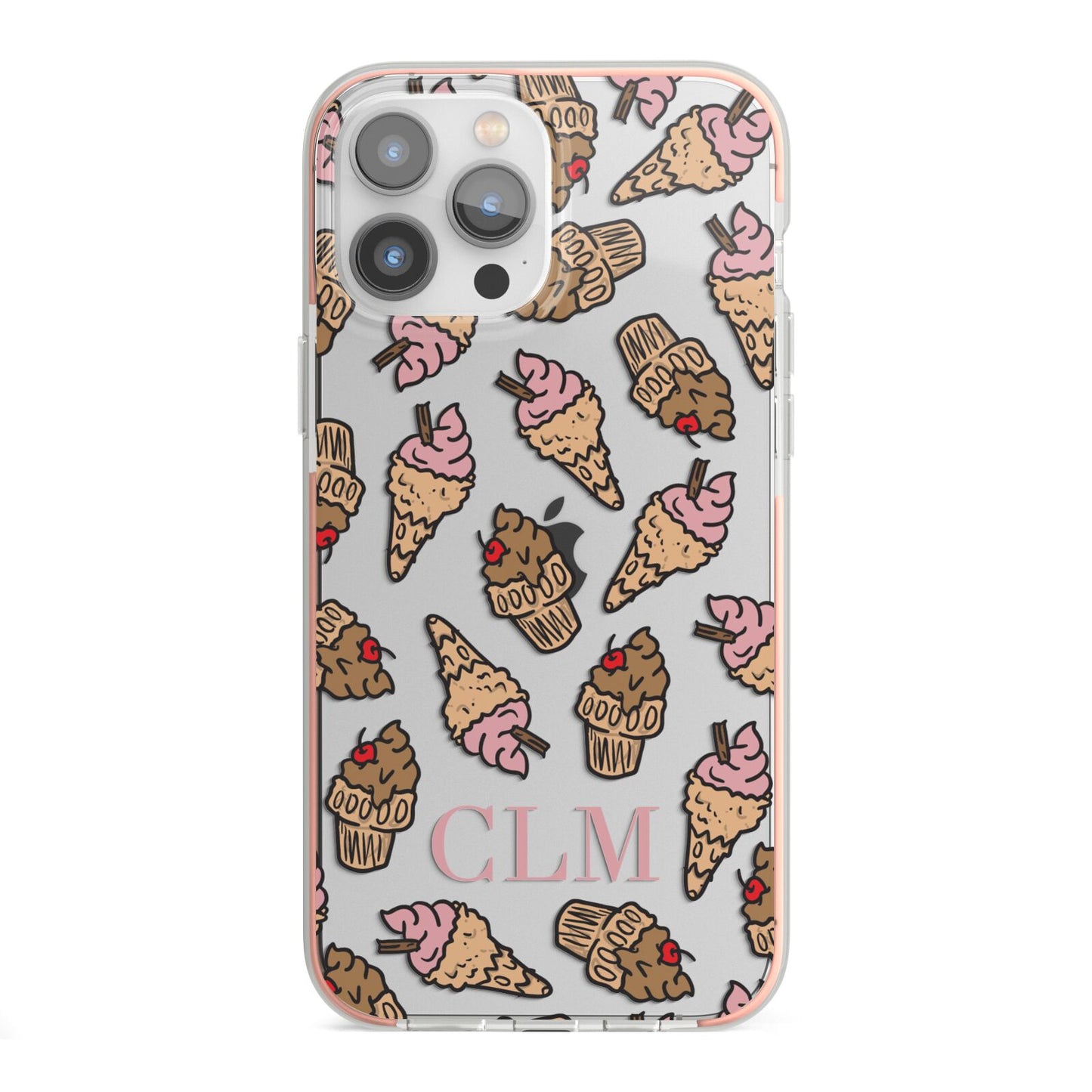 Personalised Ice Creams Initials iPhone 13 Pro Max TPU Impact Case with Pink Edges